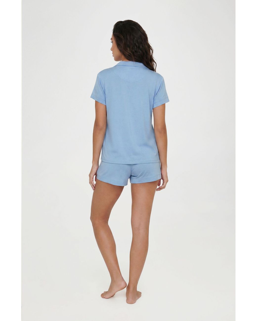 Boohoo Blue Soft Jersey Short Sleeve Shirt & Shorts Pyjama Set