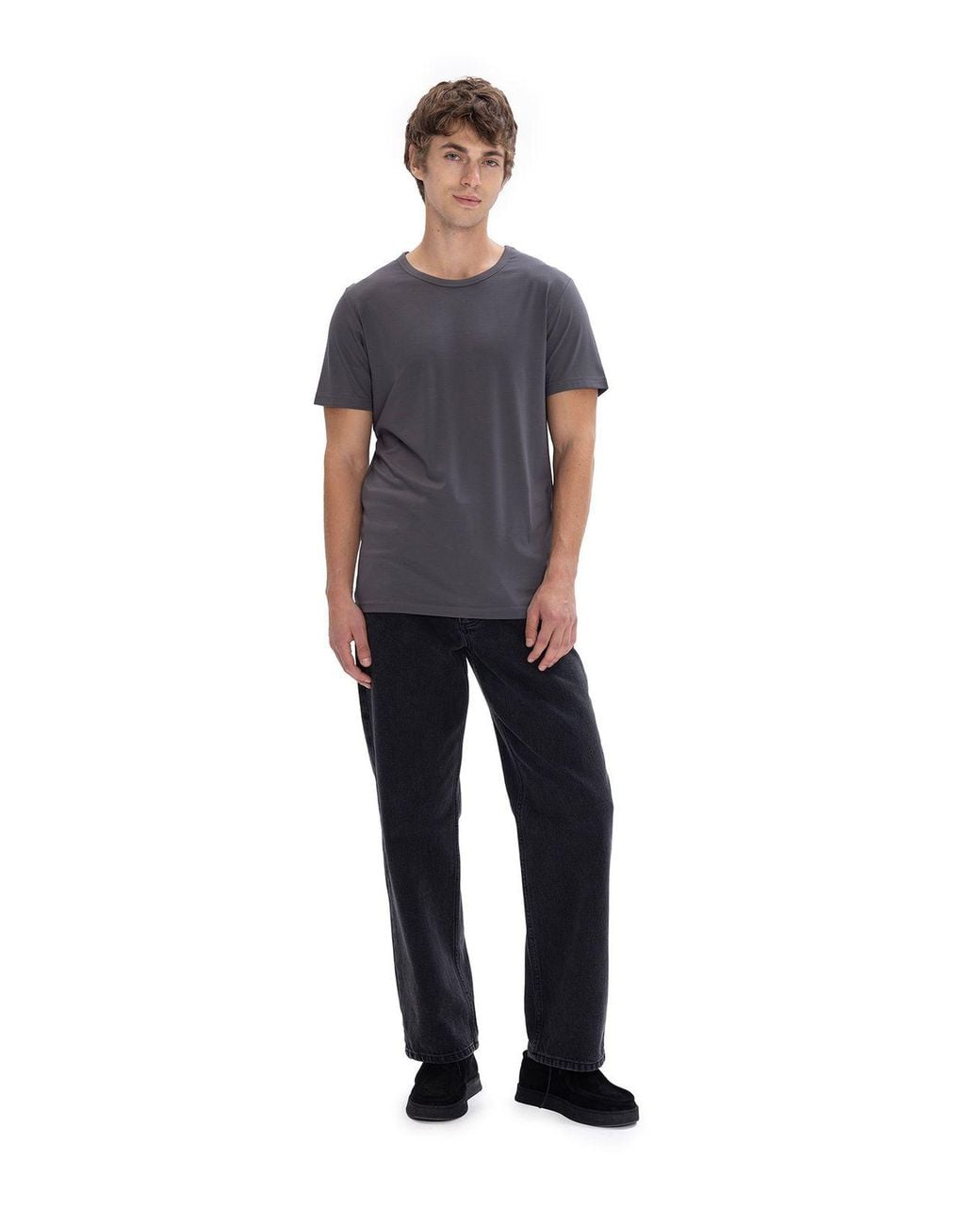 Giesto Blue Solid Crew Neck T-Shirt for men