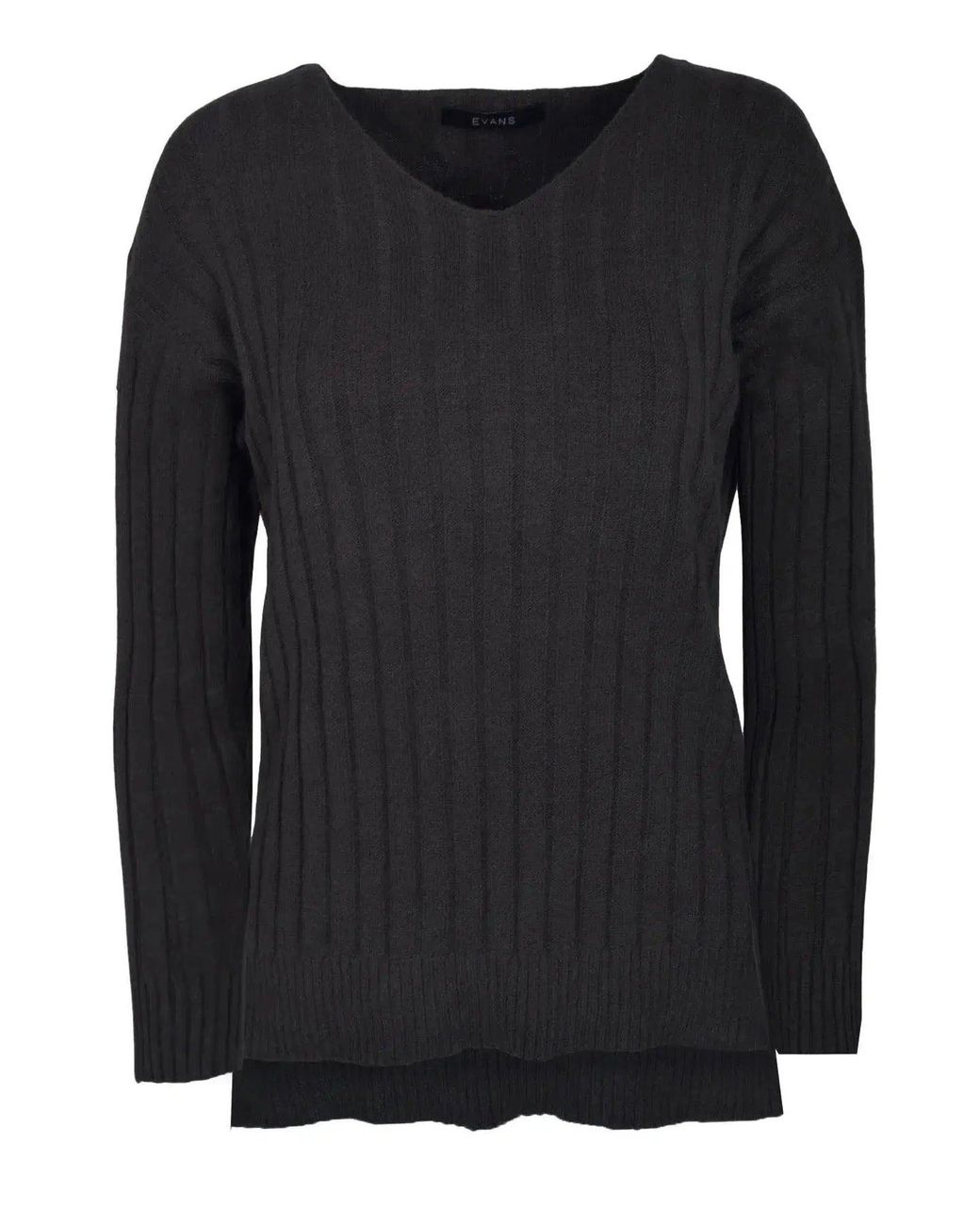 Secret Label Black Ribbed V-Neck Jumper