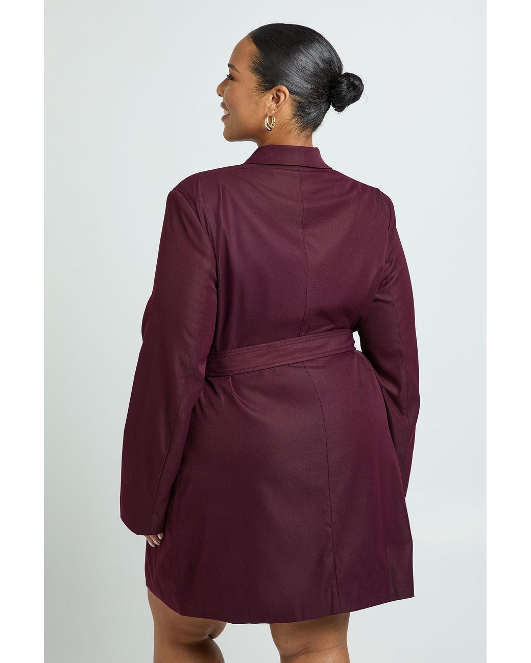 Boohoo Red Plus D Ring Tie Belt Blazer Dress