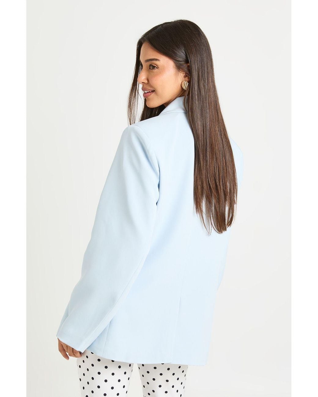 Boohoo Blue Double Breasted Barrel Sleeve Blazer