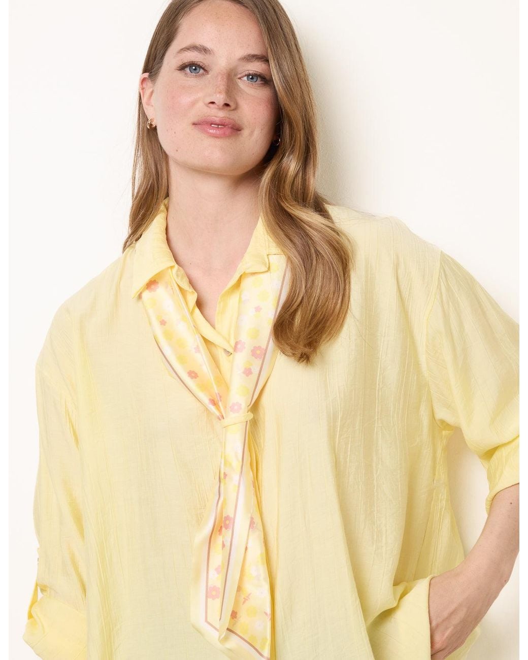 Blue Vanilla Natural Scarf Viscose Crinkle Shirt