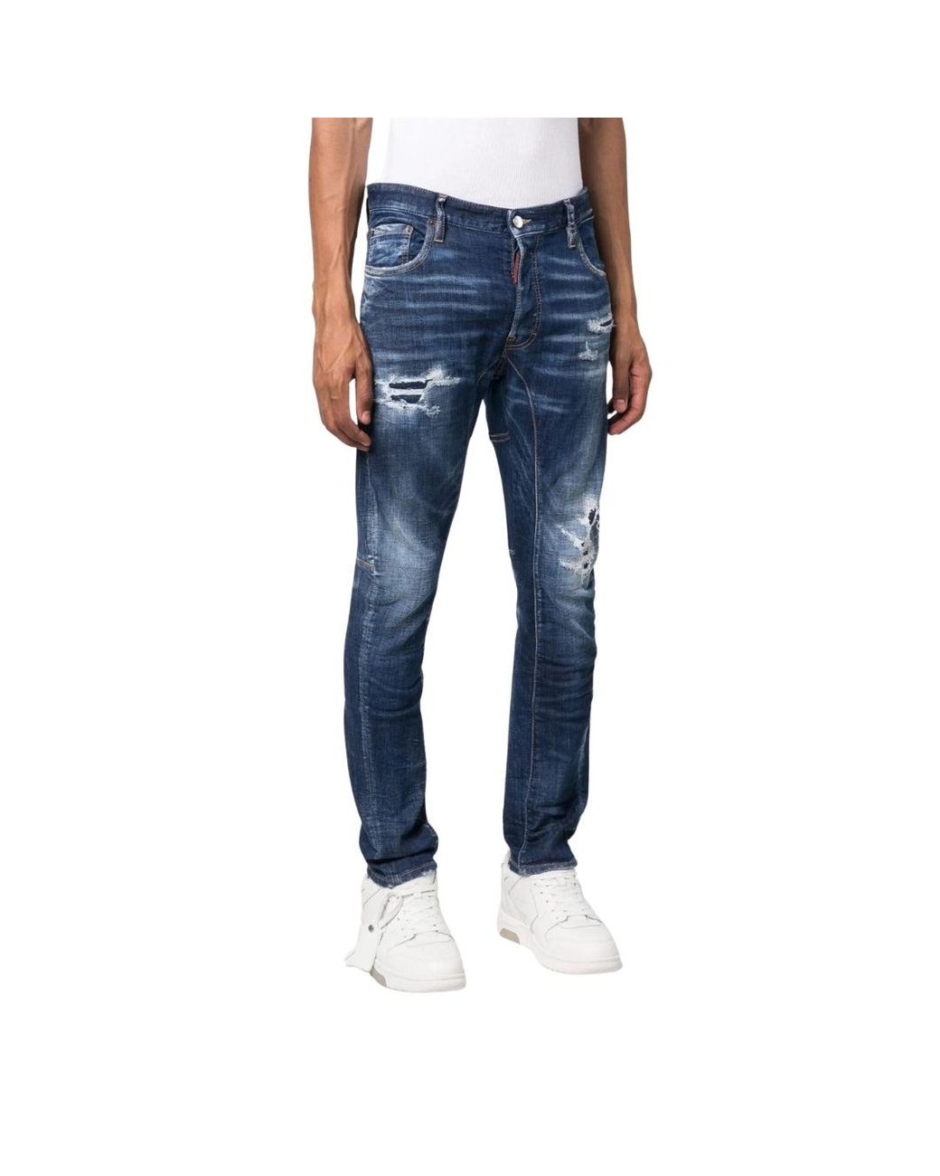 DSquared² Blue Tikdy Biker Jean Worn Reinforced Wash Jeans Cotton for men