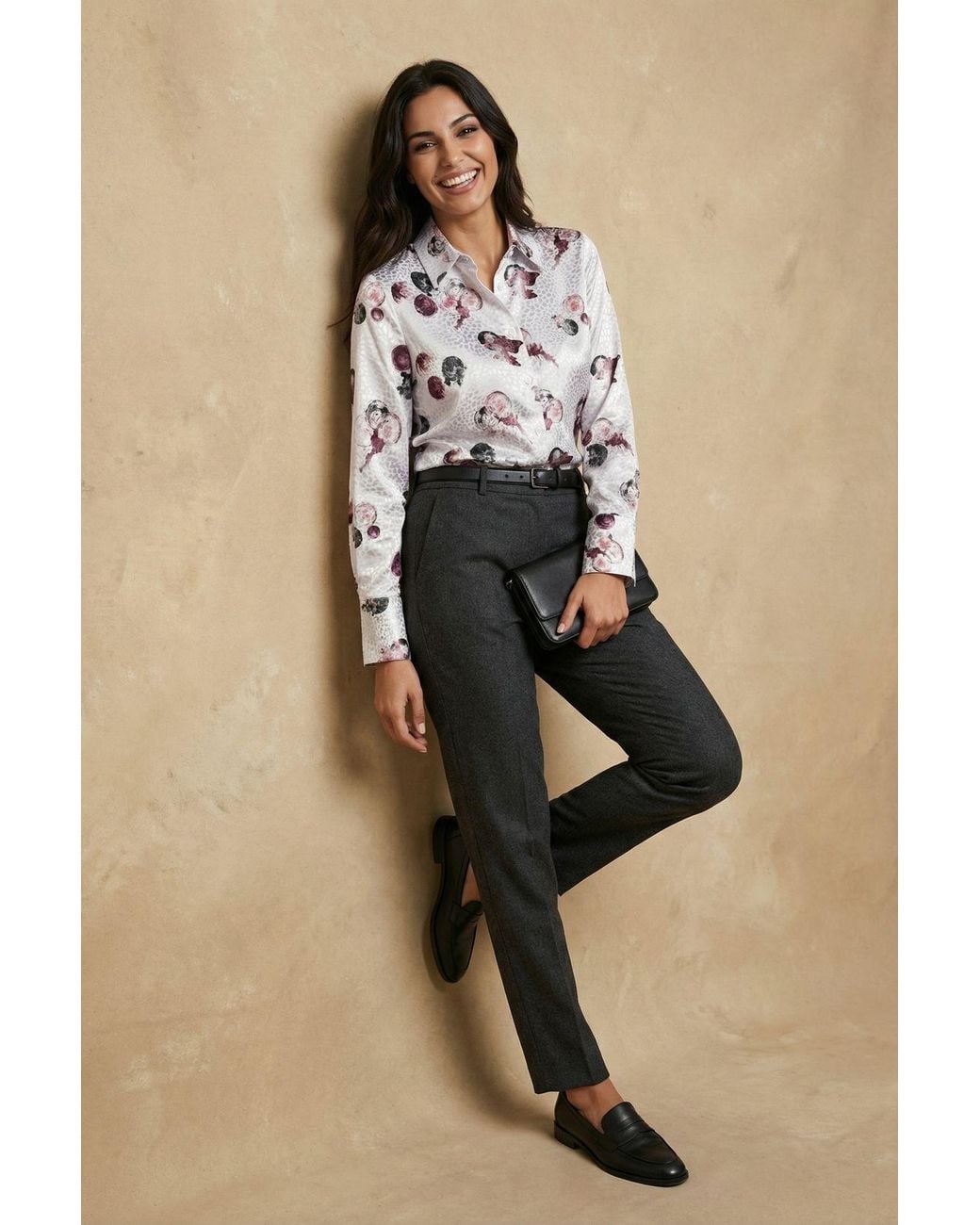 My Fashion Natural Textured Abstract Printed Shirt With Button Closure