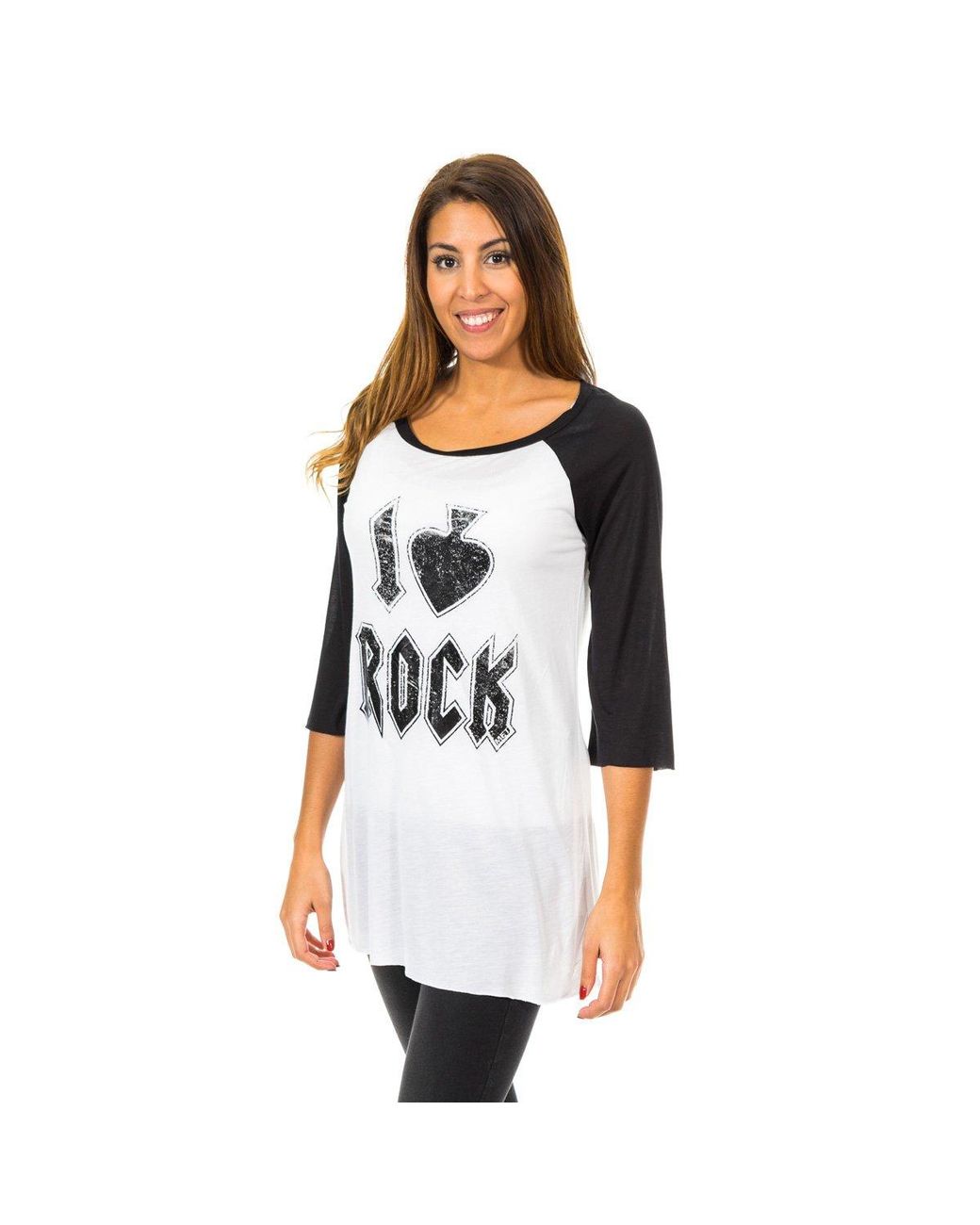 Met White 3/4 Sleeve Boat Neck T-Shirt 10Dml0381