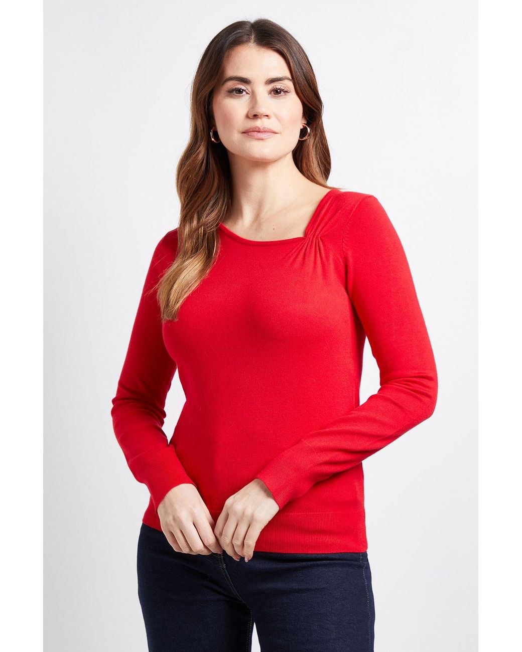 Wallis Asymetric Gathered Knitted Jumper