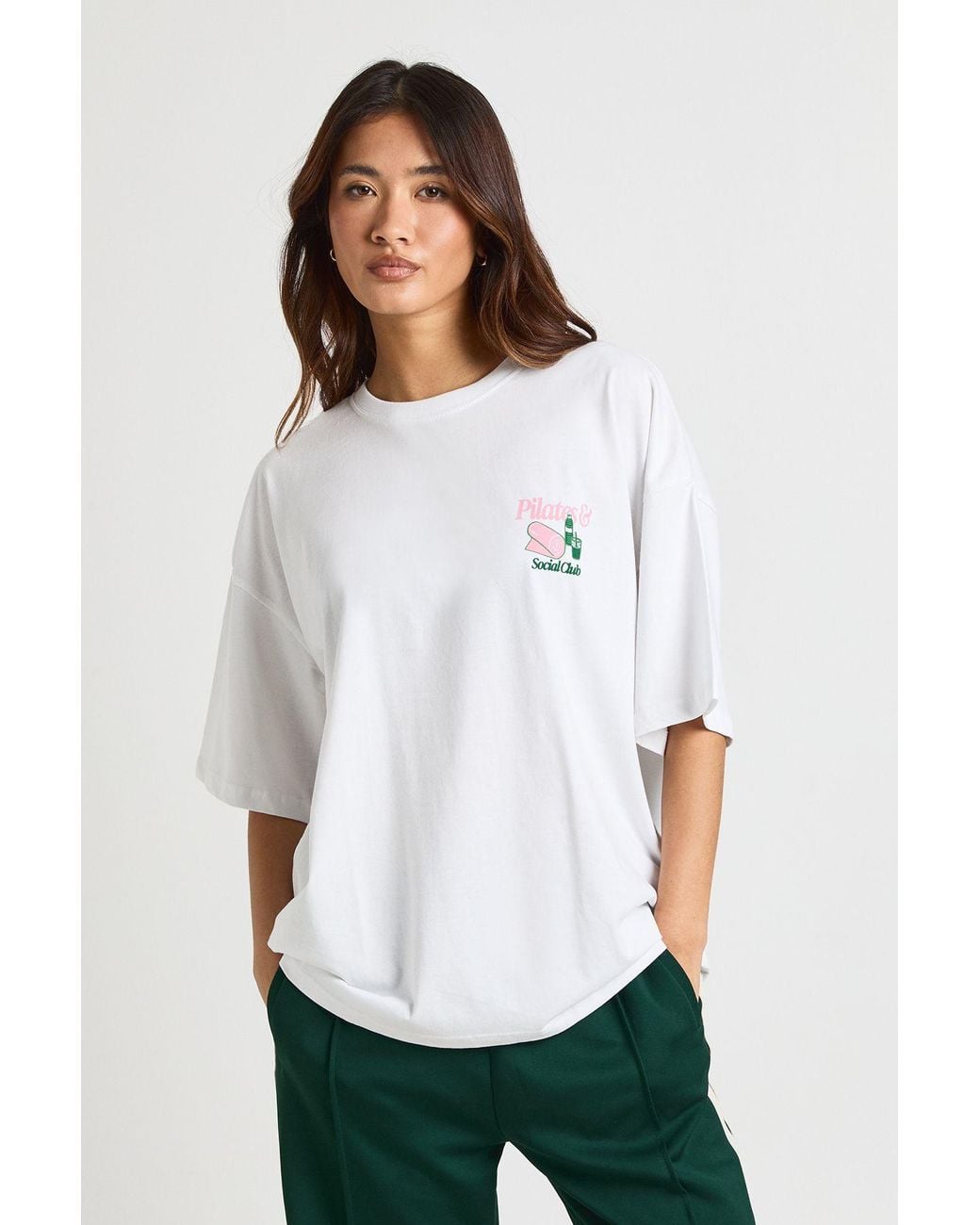 Boohoo White Reformer Pilates And Social Club Front And Back Printed T-Shirt