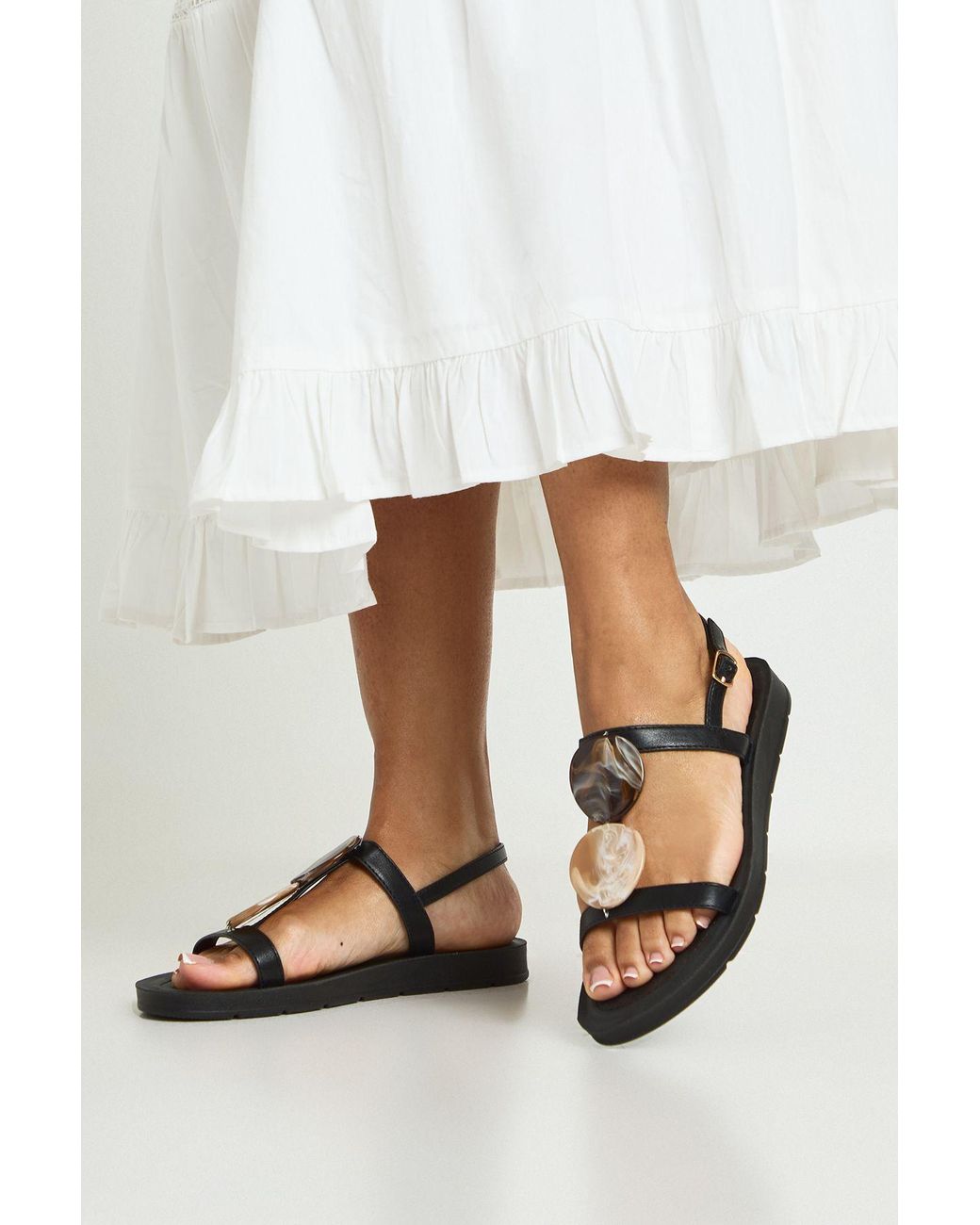 Boohoo White Resin Trim Detail Strappy Sandals