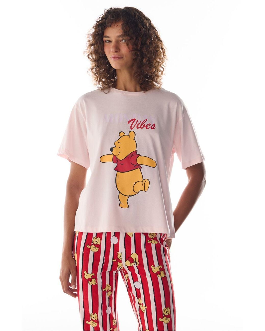 Penti Red Monday Vibes Bear Print Short Sleeve Pajama Set