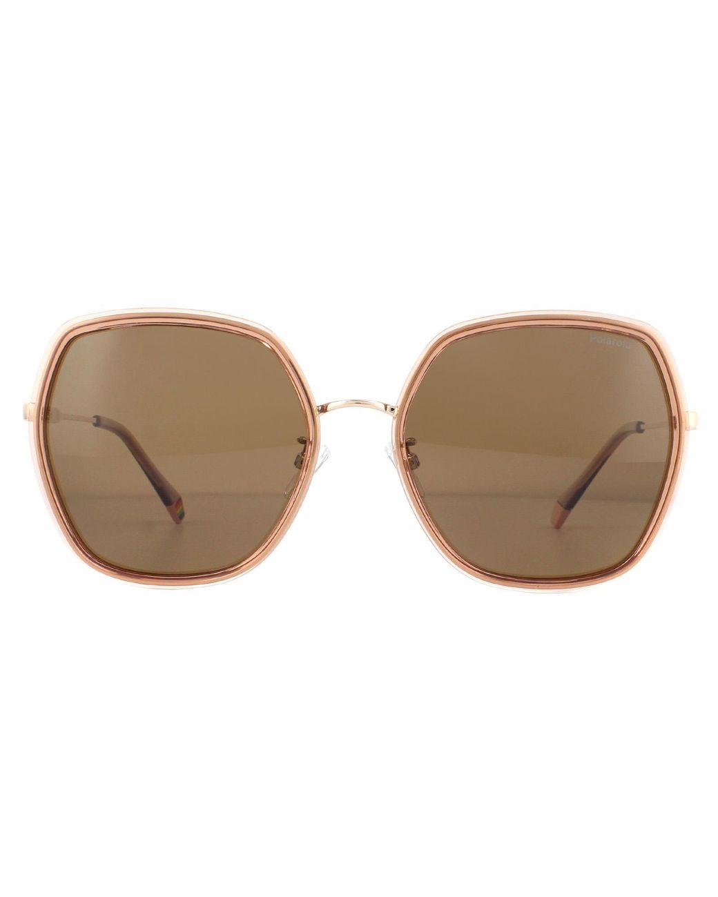 Polaroid Brown Square Bronze Polarized Sunglasses Metal