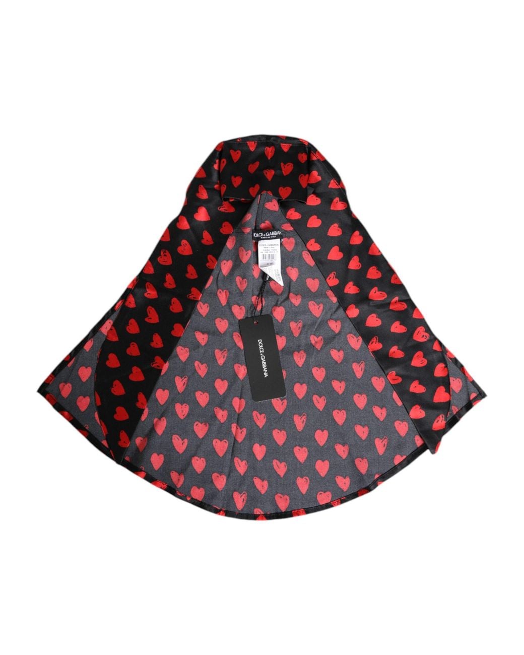 Dolce & Gabbana Red Printed Heart Silk Scarf