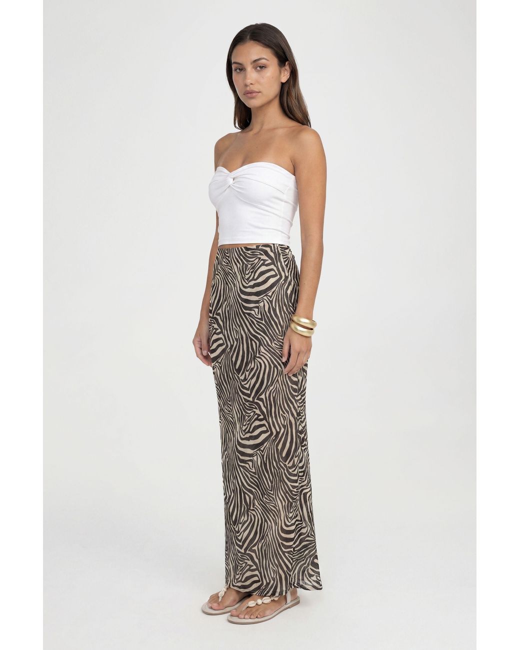 Boohoo Multicolor Tall Zebra Print Chiffon Maxi Skirt