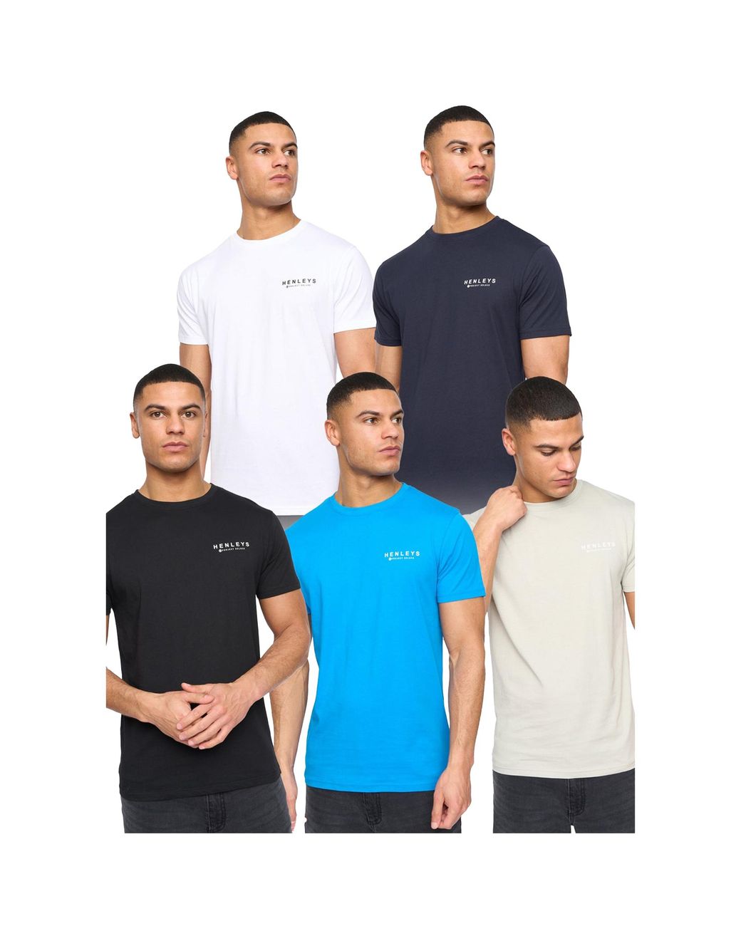 Henleys Blue Henycore T-Shirt (Pack Of 5) (Multicoloured) for men