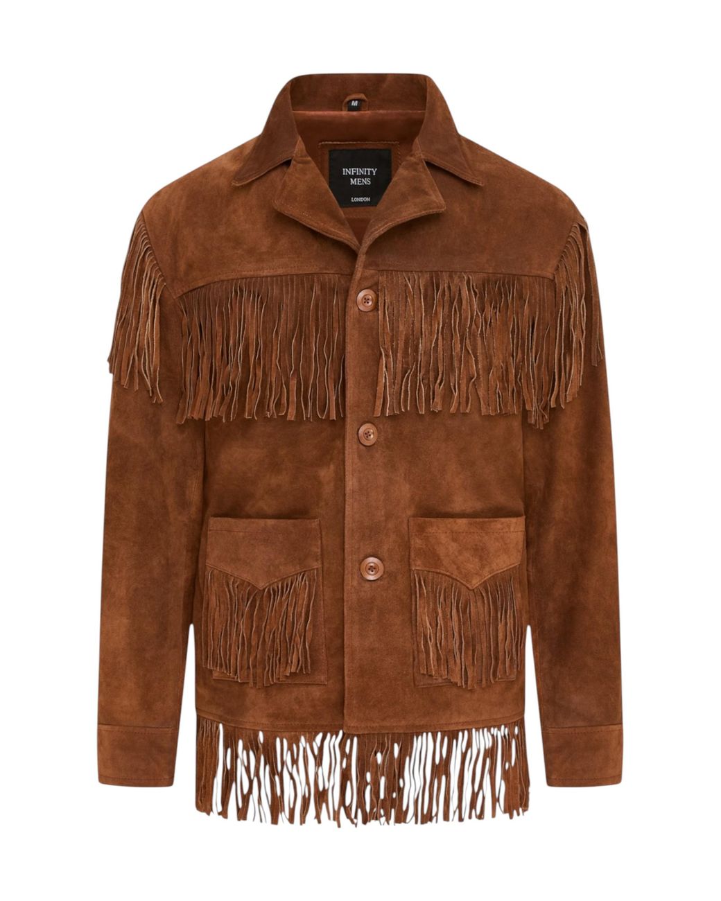 Infinity Leather Black Western Retro Cowboy Suede Fringe Jacket for men