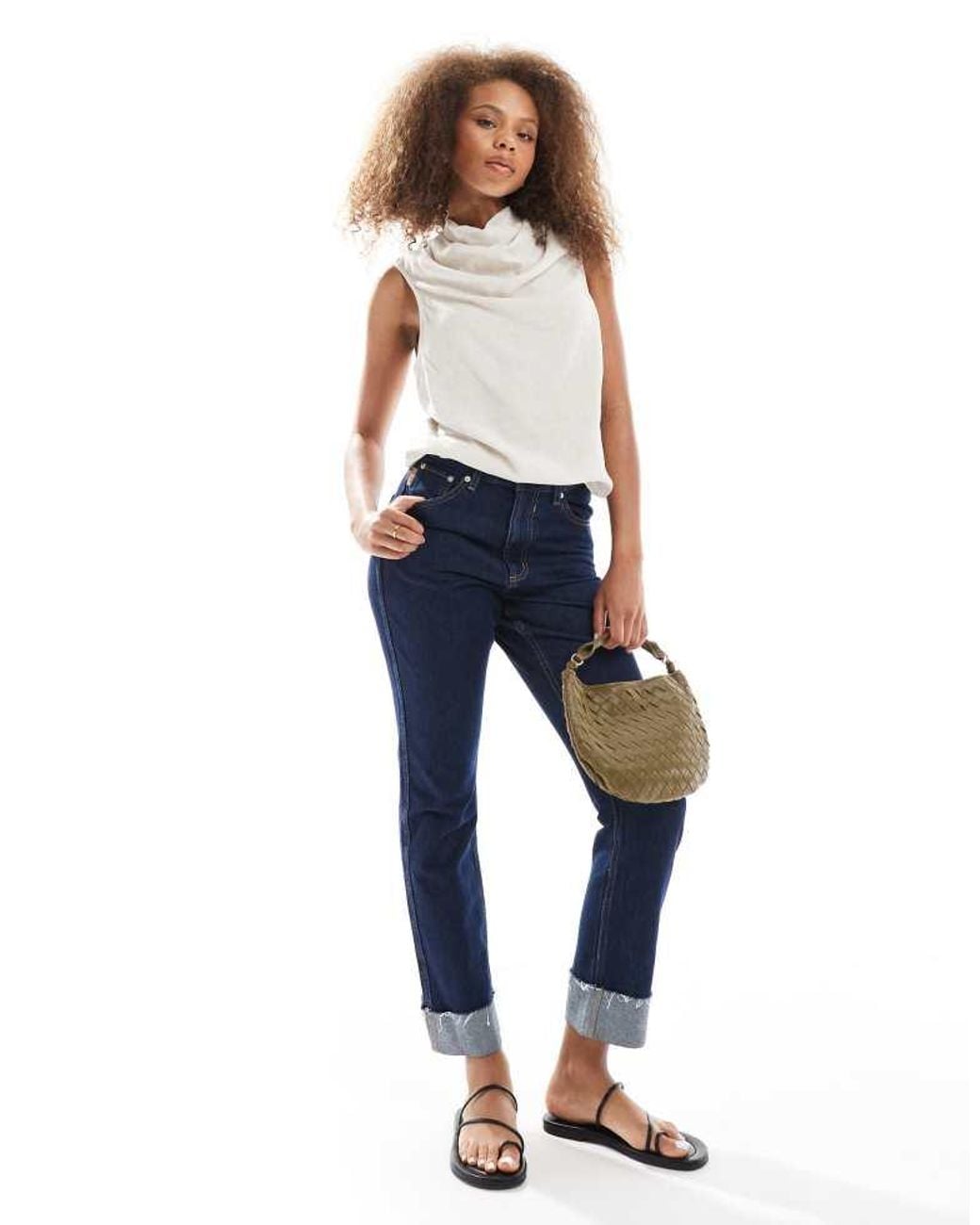 ASOS White Cowl Neck Sleeveless Top