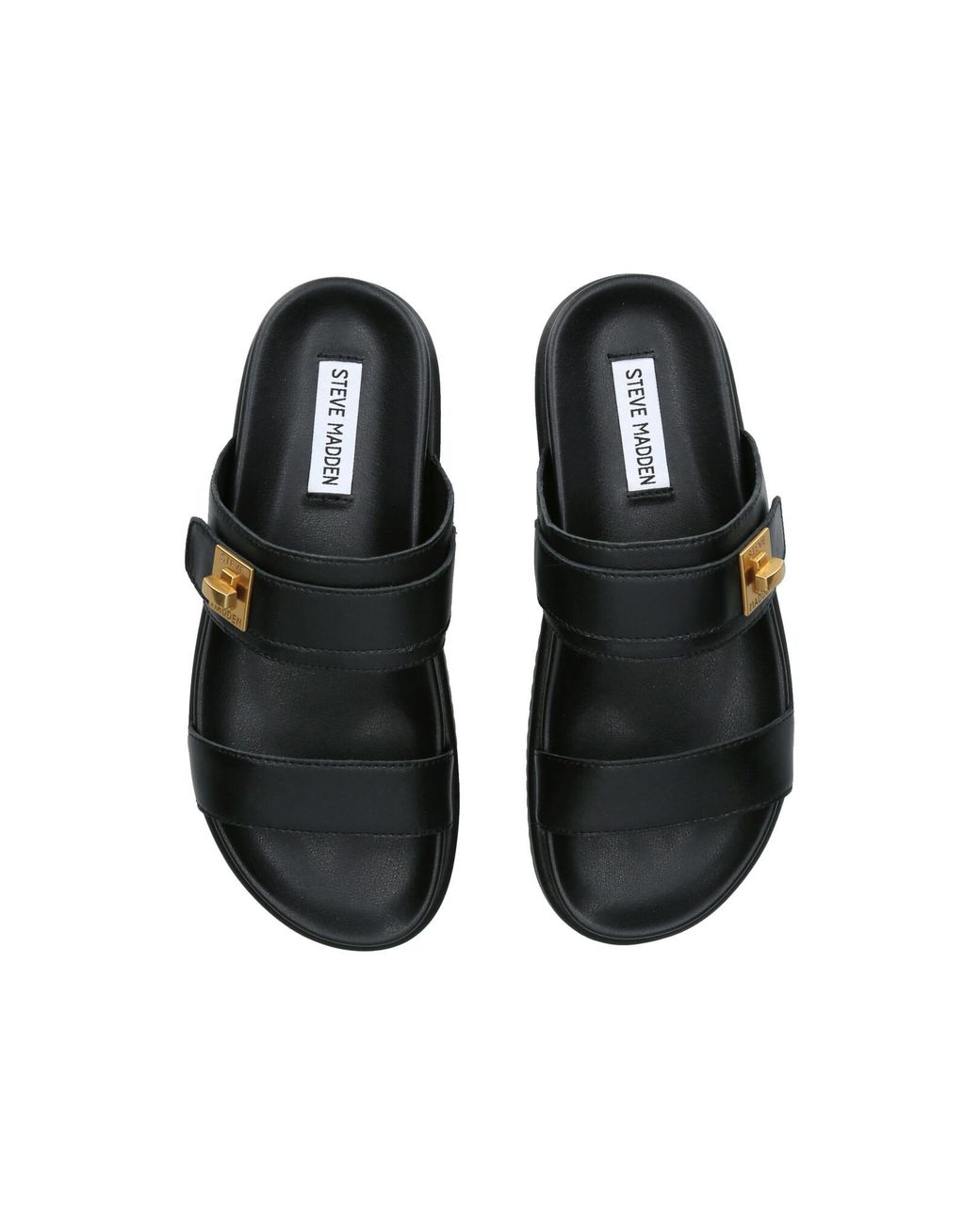 Steve Madden Black Leather Take Two Sandals