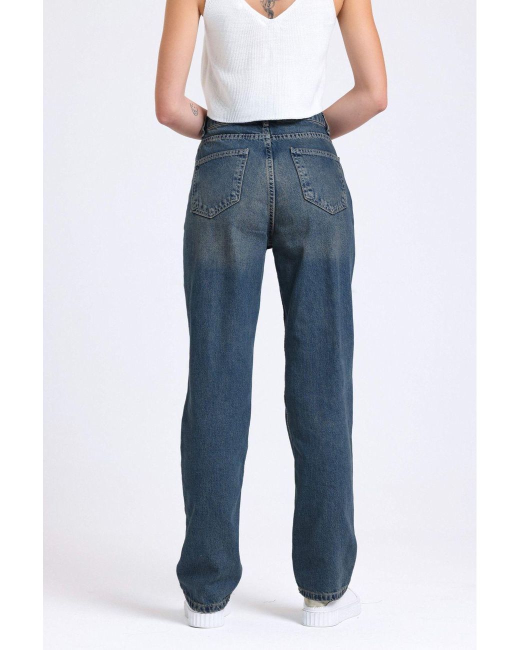 Hiccup Blue High Waist Straight Leg Jeans