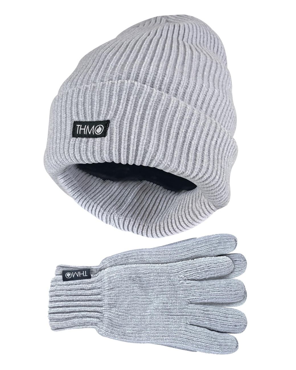 THMO Gray Damen Thinsulate Mütze Und Handschuhe Set