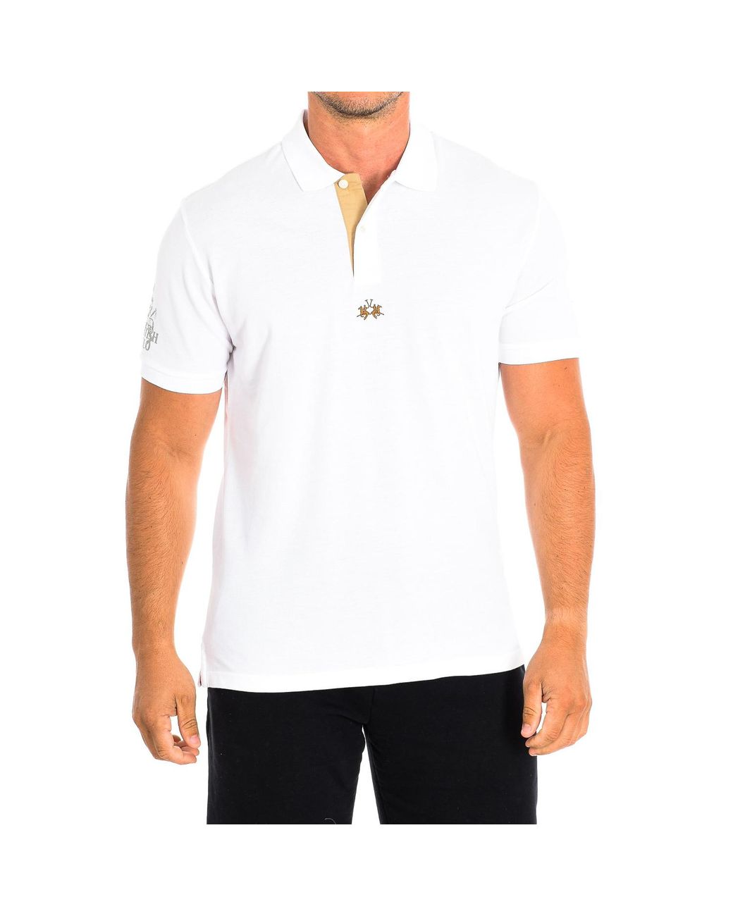 La Martina White Short Sleeve Polo Tmpe60-Pk097 for men