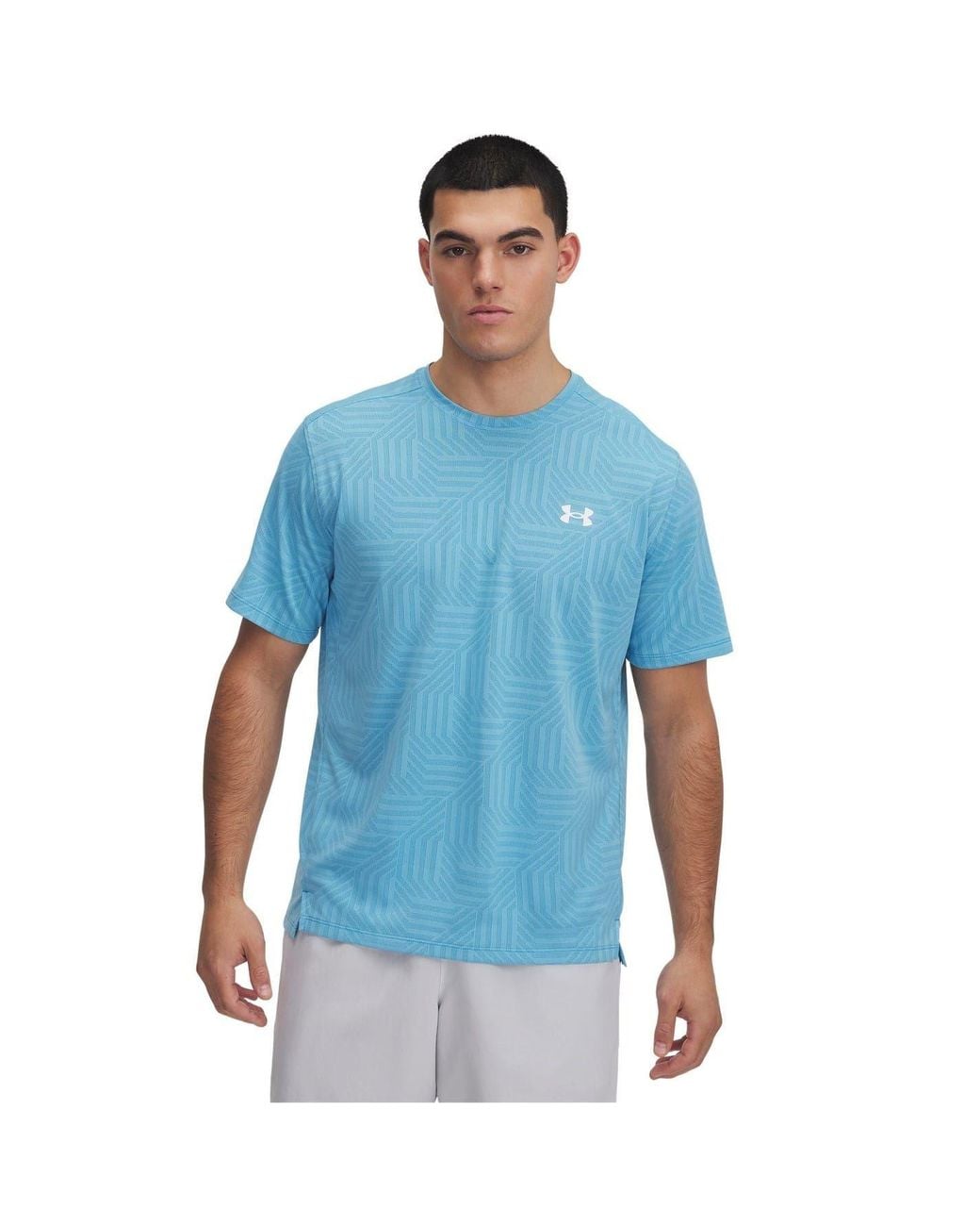 Under Armour Blue Geotessa Crew Neck Short Sleeve T-Shirt for men