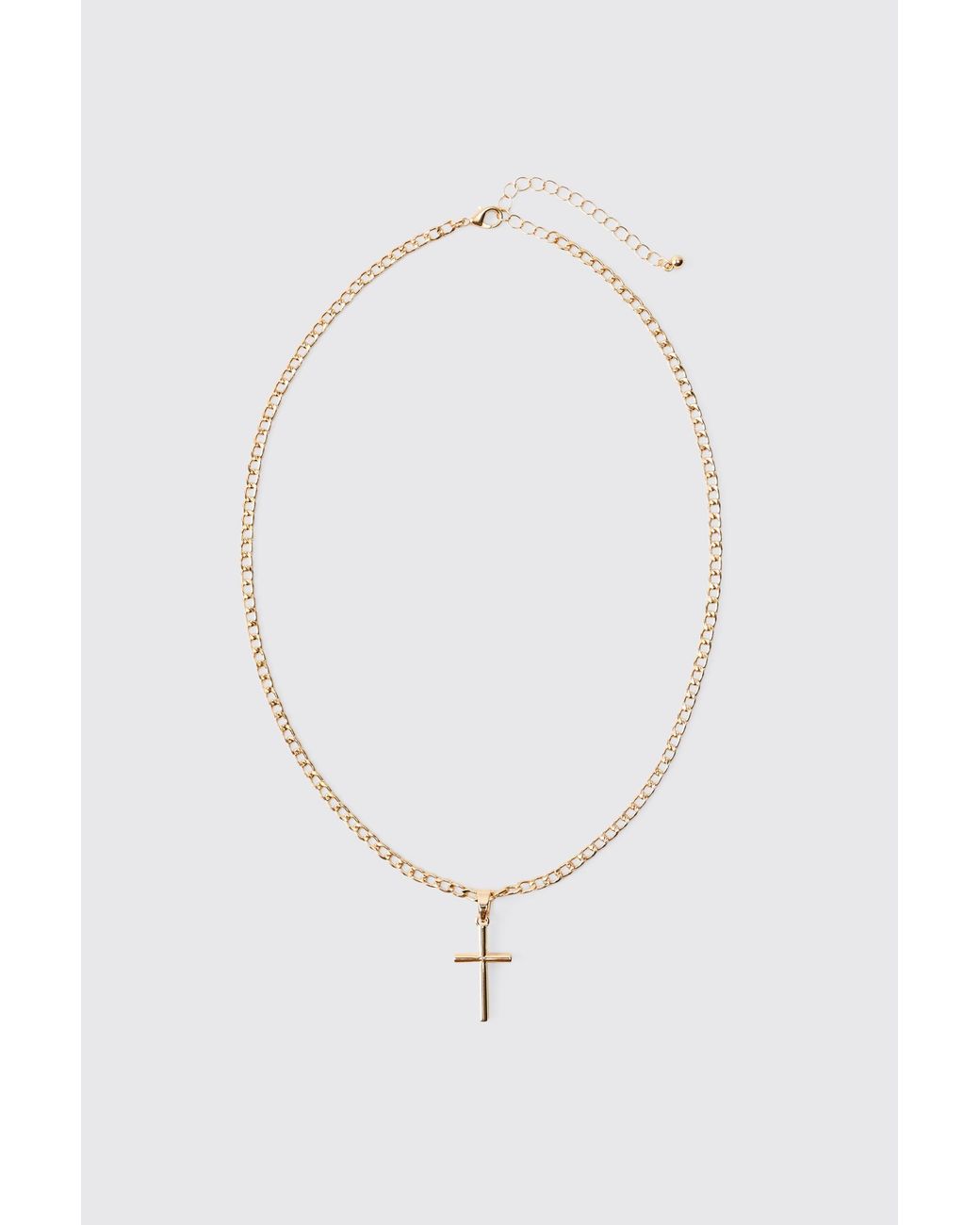 BoohooMAN White Cross Necklace Iron for men