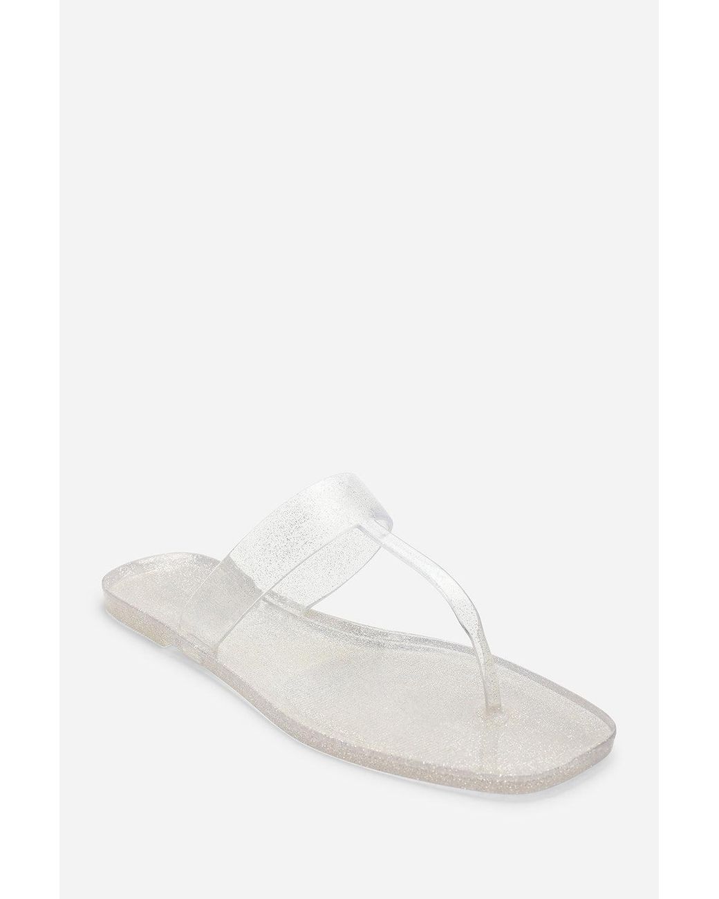 Where's That From White Wheres Rosalyn Glitter Thong Flip Flop Sandals