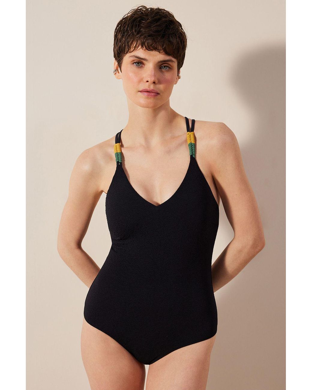 Penti Black Solid Knitted One-Piece Swimsuit