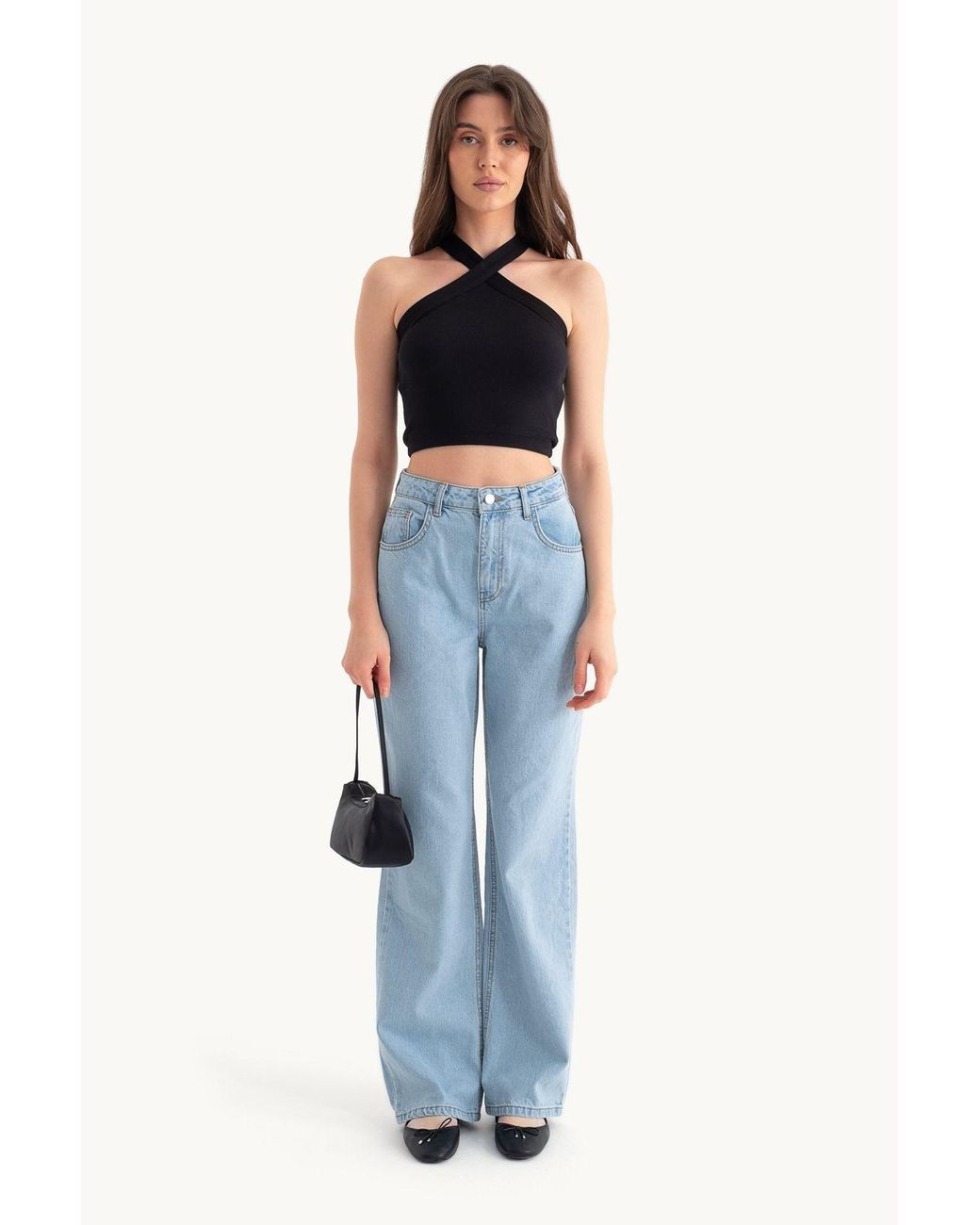 Hiccup Blue High-Waist Straight-Leg Jeans