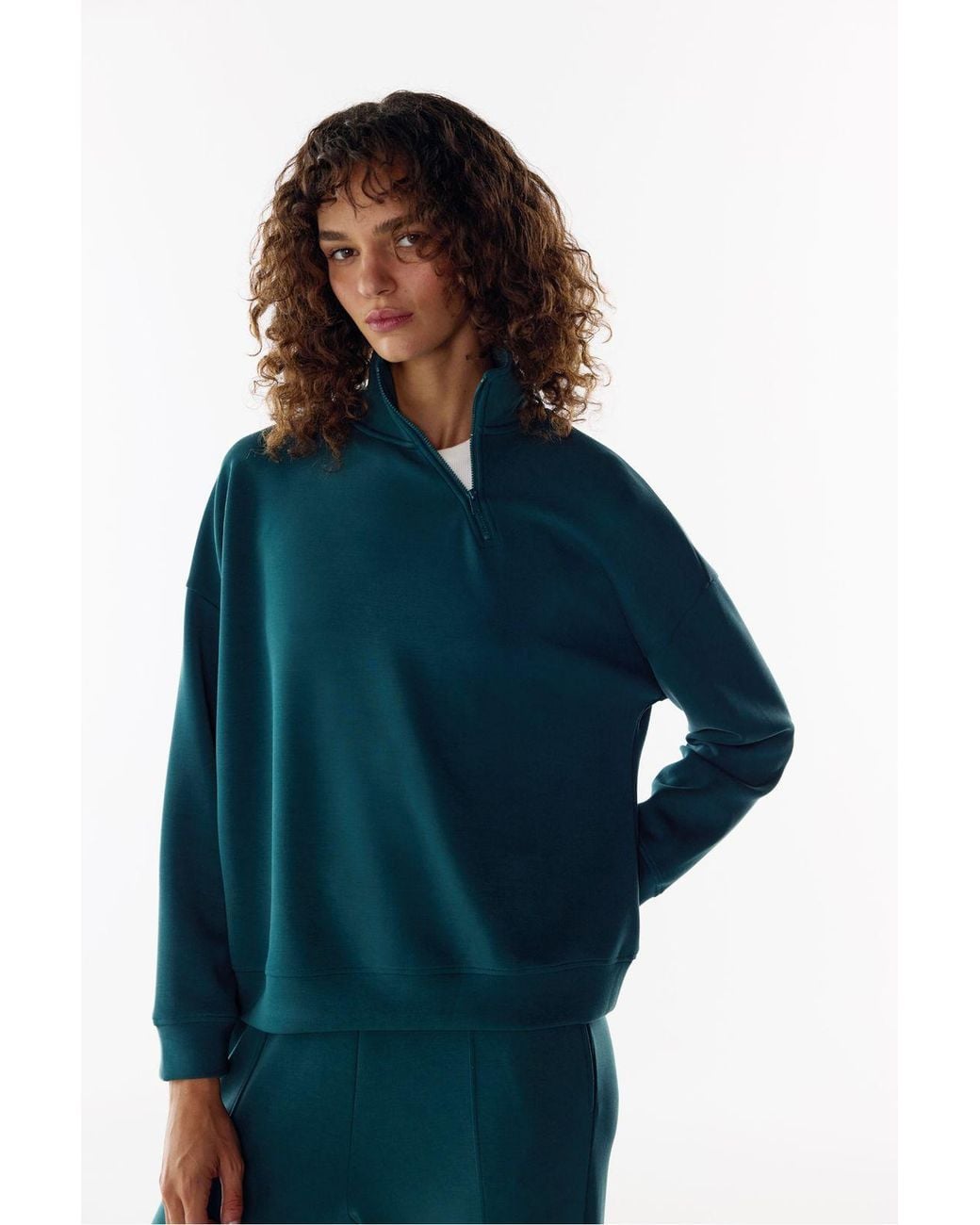 Penti Blue Modal Half-Zip Sweatshirt