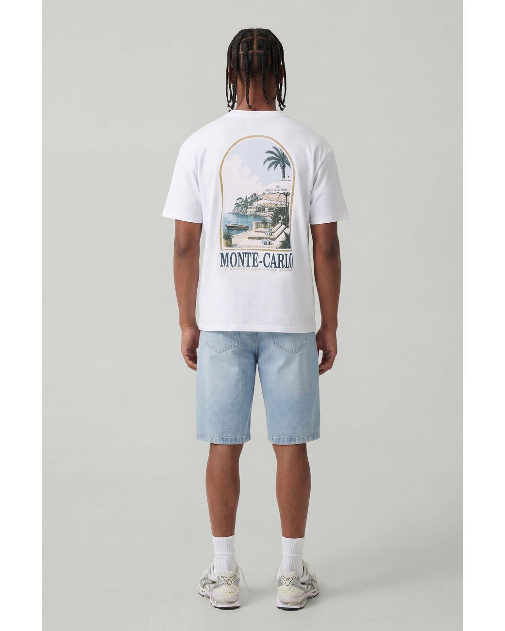 BoohooMAN White Oversized Monte Carlo Print T-Shirt Cotton for men