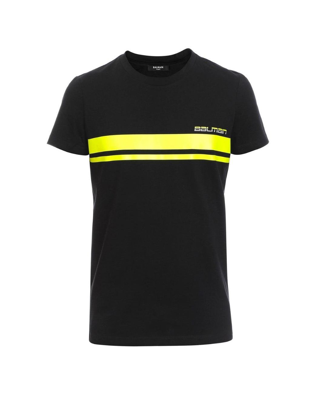 Balmain Black Neon Logo T-Shirt Cotton for men
