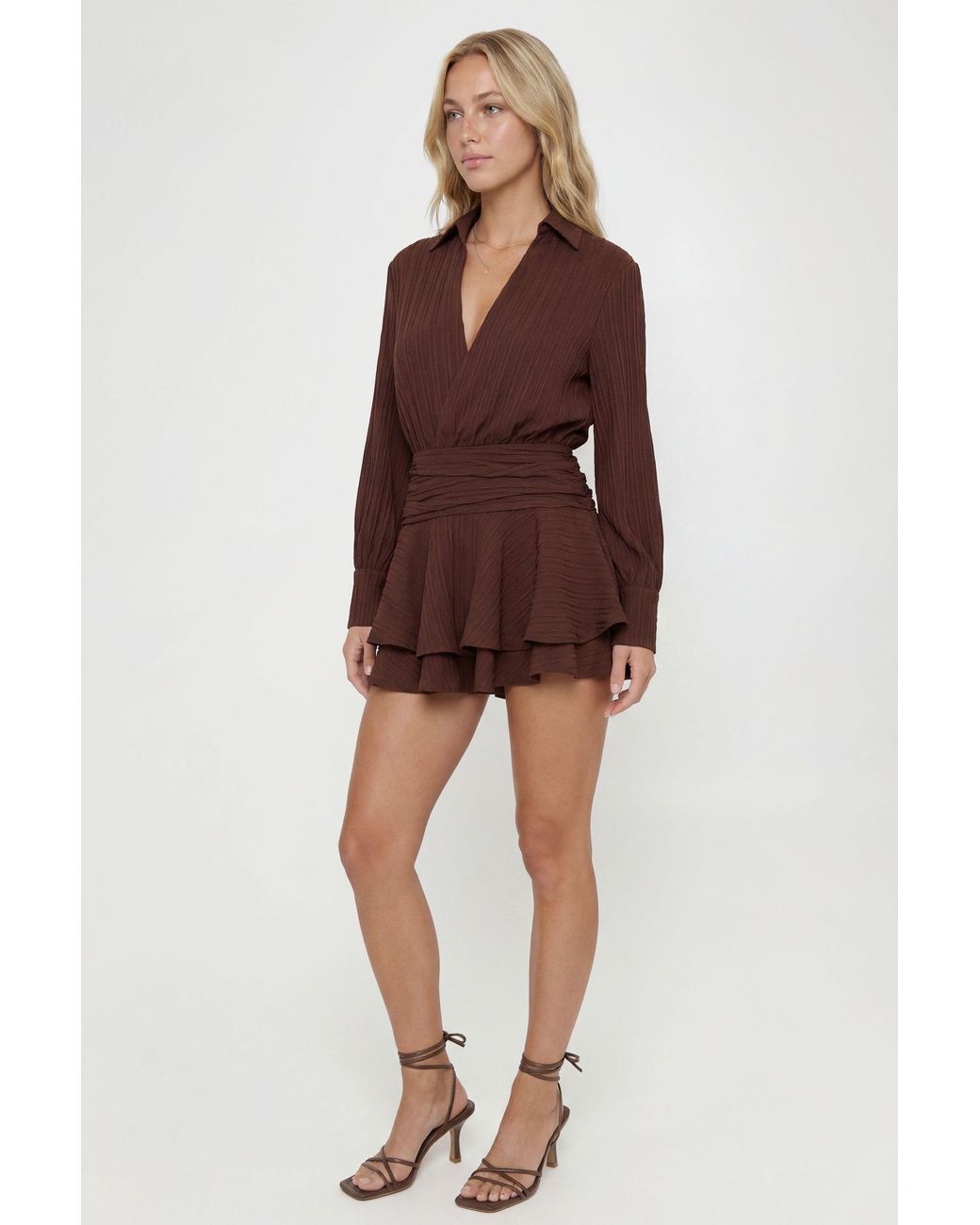 Boohoo Textured Ruched Frill Skirt Mini Dress
