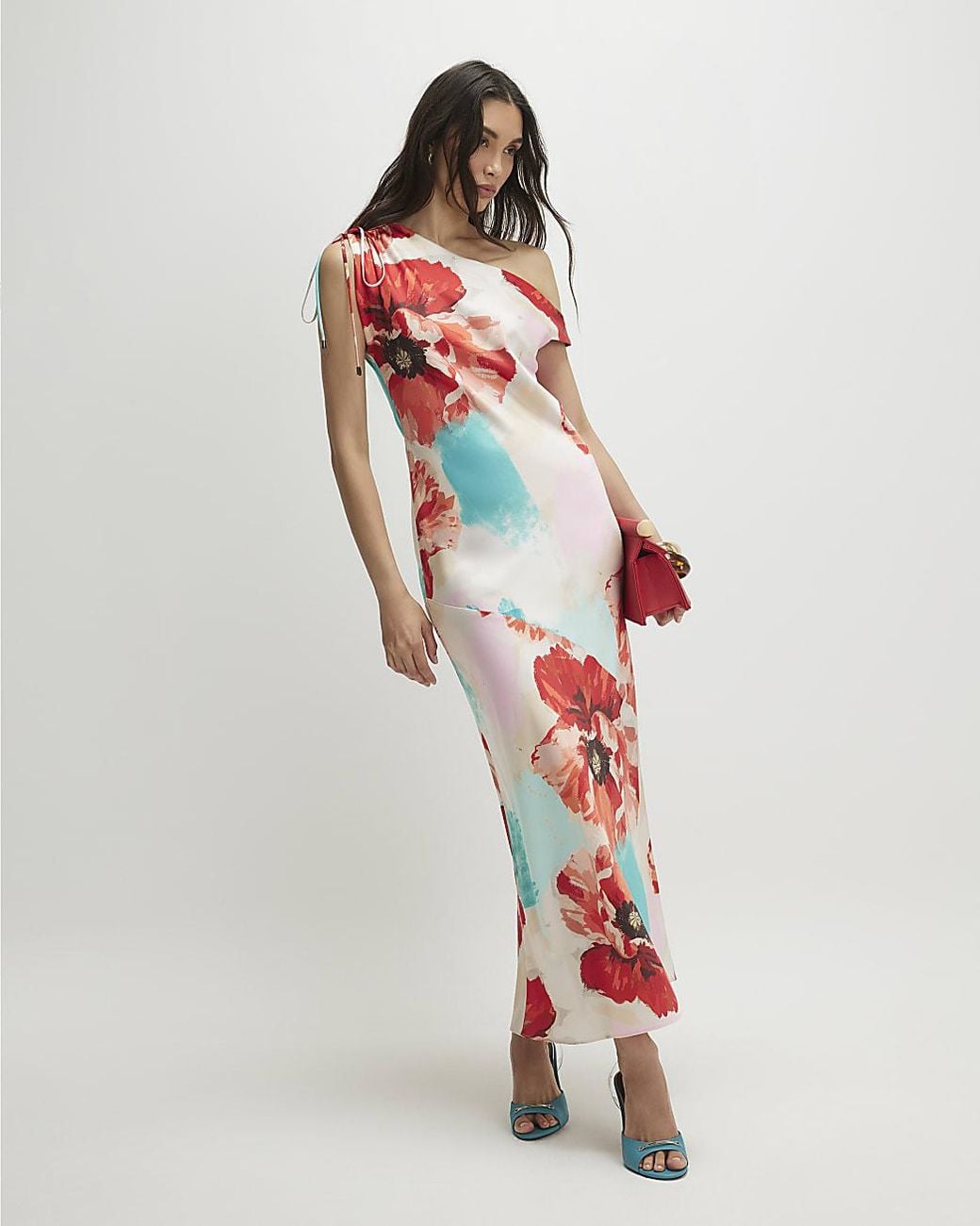 River Island White Maxi Dress One Shoulder