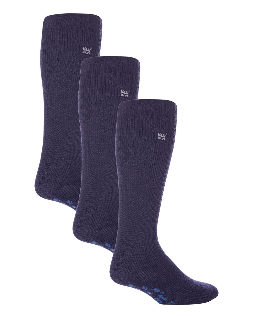 Heat Holders Blue 3 Pair Multipack Slipper Socks With Grips For Winter for men