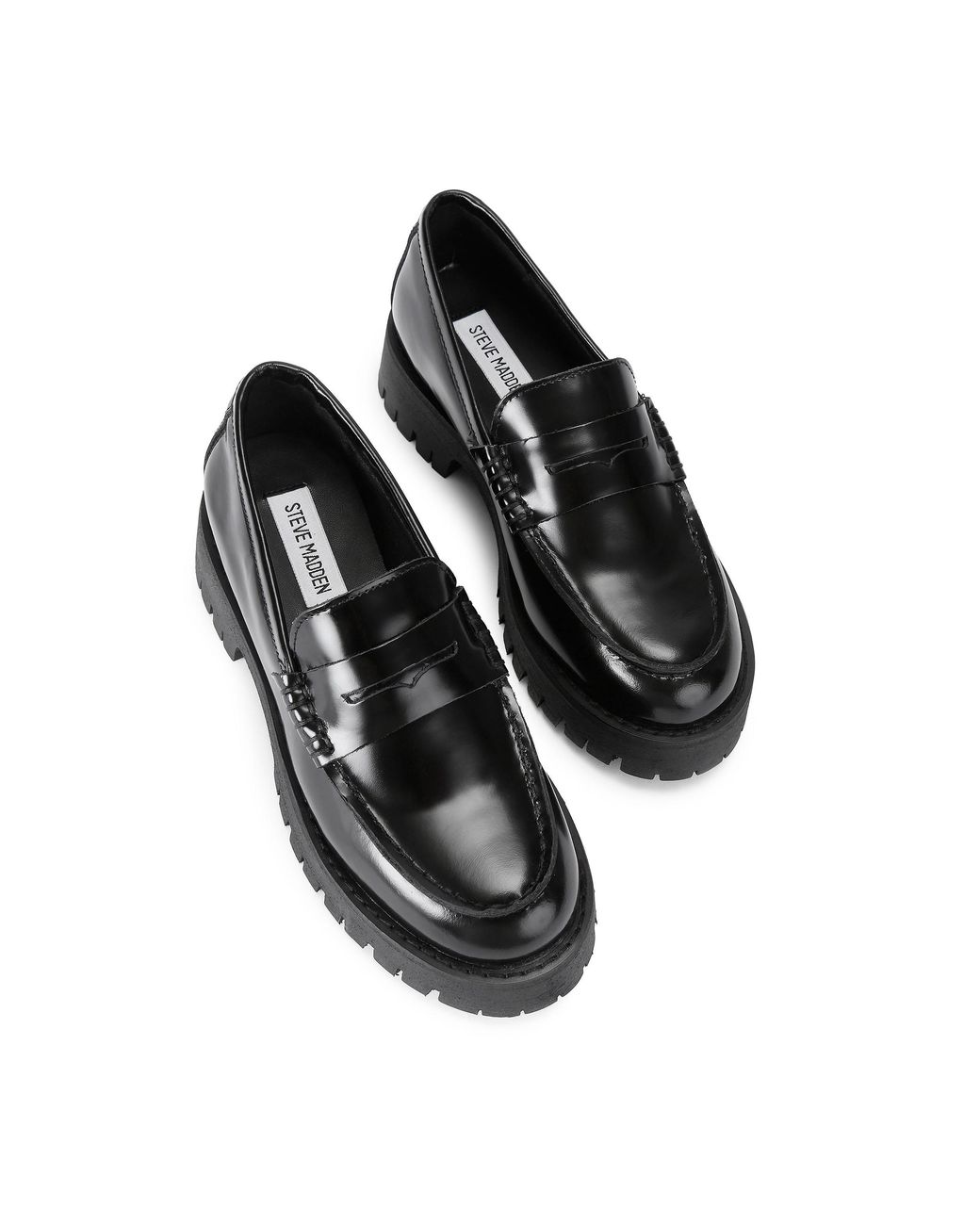 Steve Madden Black Leather Langsten Loafers