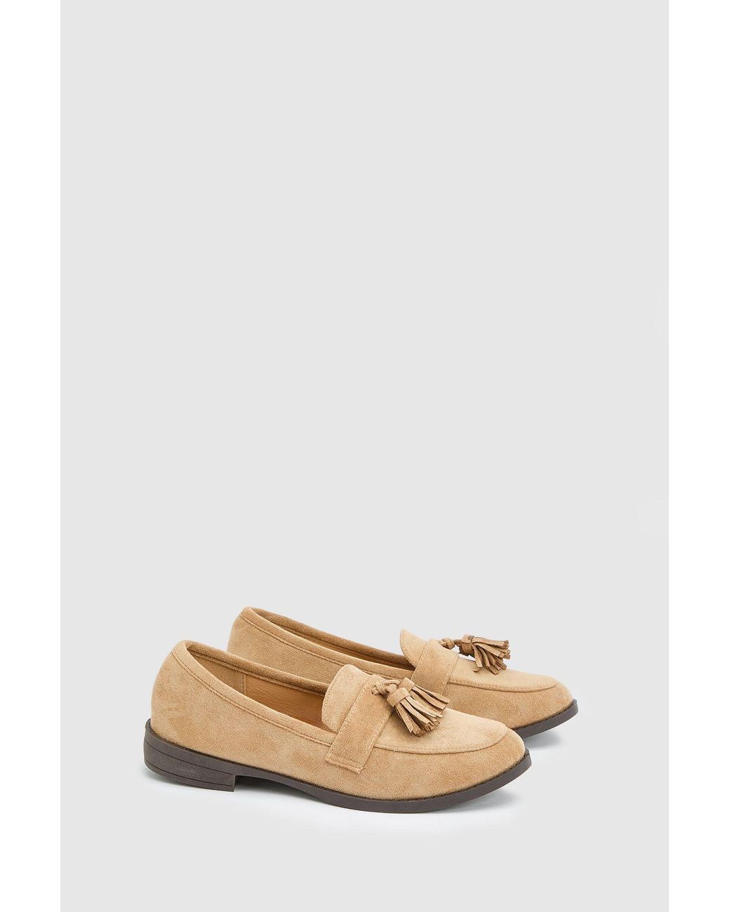 Good for the Sole Natural Lola Faux Suede Flexi Tassel Detail Loafers