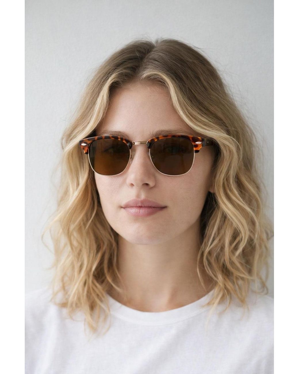 SVNX Natural Half Frame Wayfarer Style Sunglasses