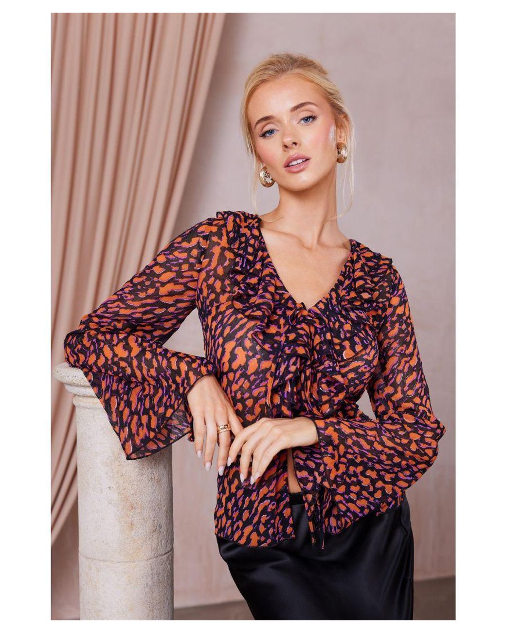 Quiz red sale leopard print top