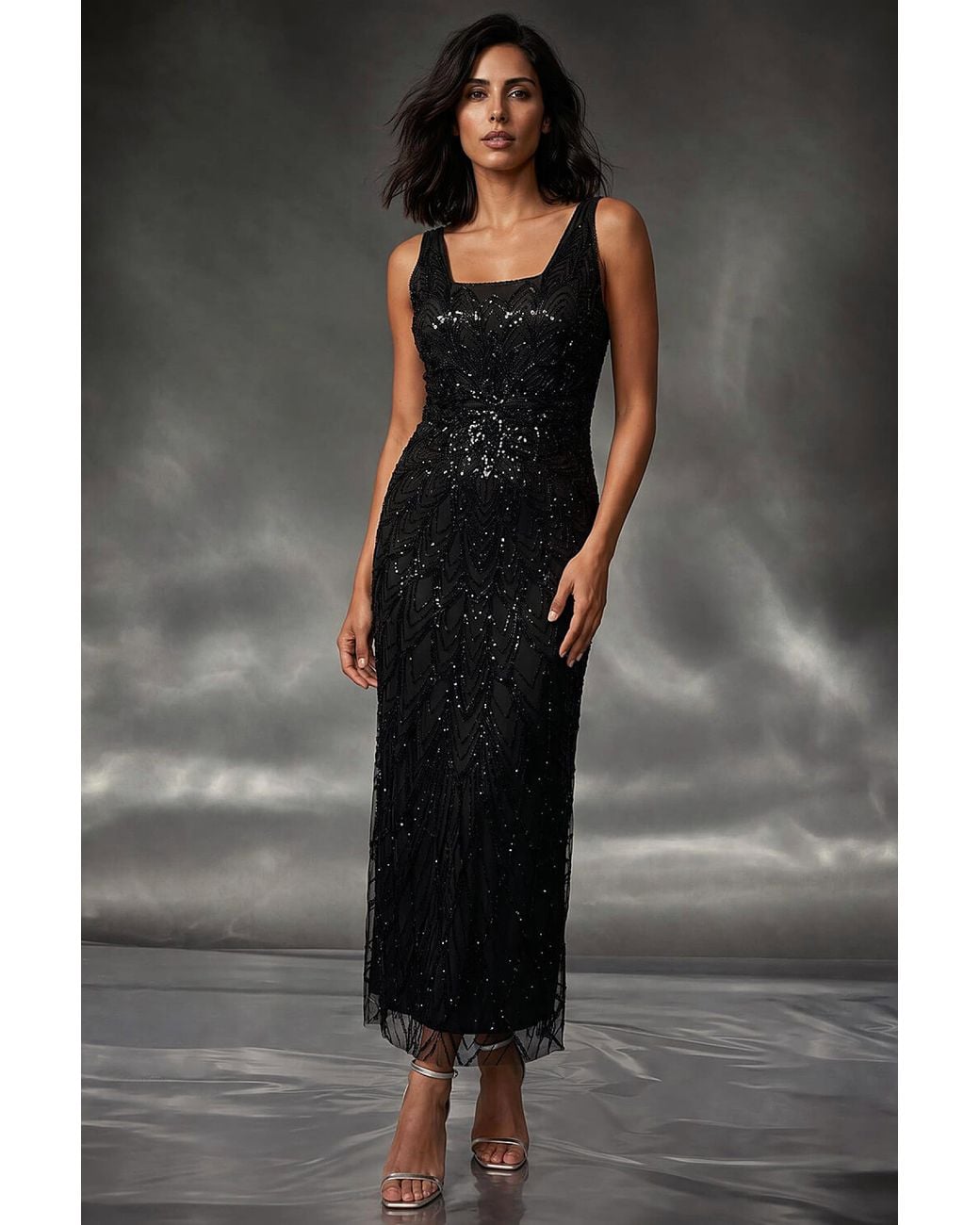 D.u.s.k Black Embellished Maxi Dress