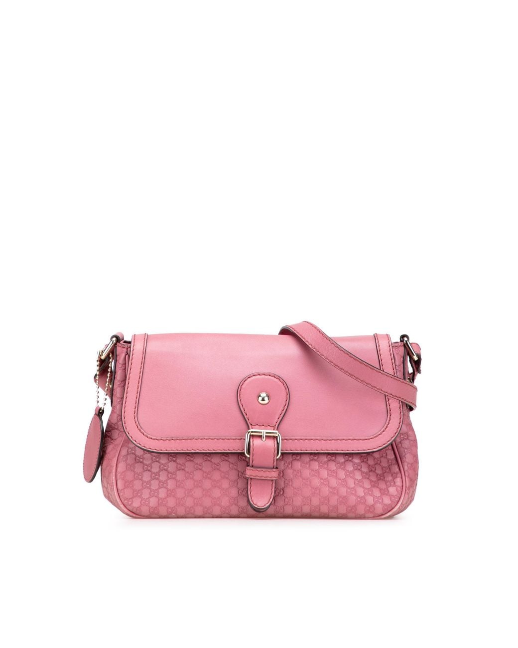 Gucci Pink Leather Shoulder Bag Buckle Close