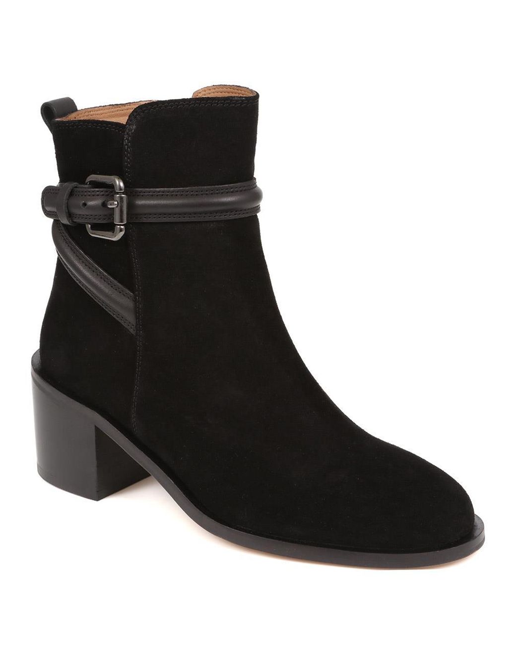 Jones Bootmaker Black Lisabet Leather Buckle Strap Ankle Boots