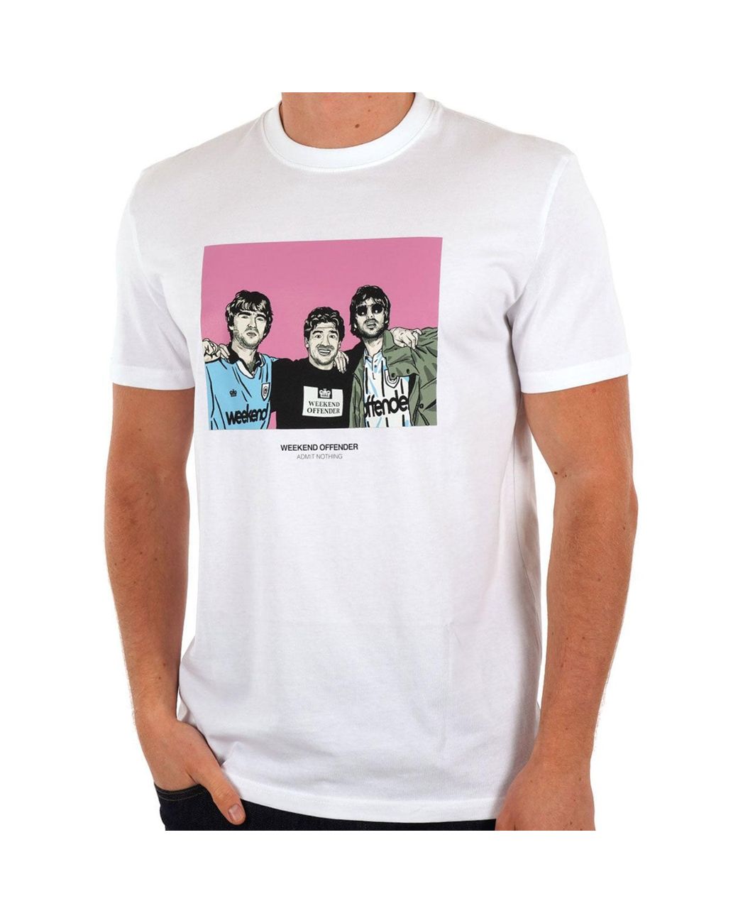 Weekend Offender White T Shirts Diego Graphic Crew Neck Short Sleeve Cotton Tee for men