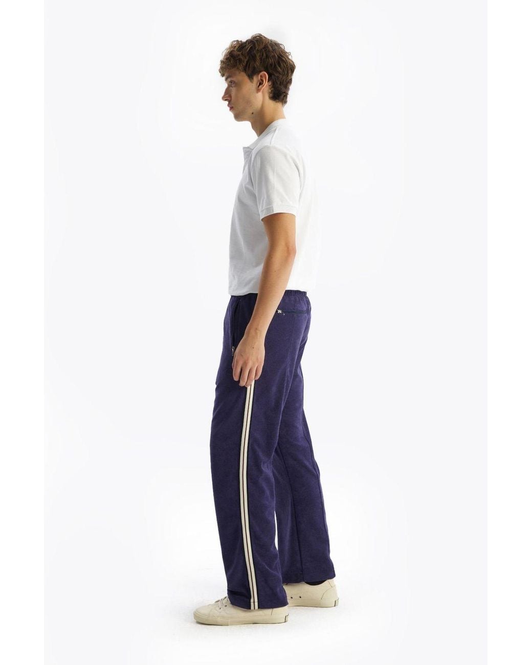 Giesto Blue Straight-Leg Knit Suit Pants for men