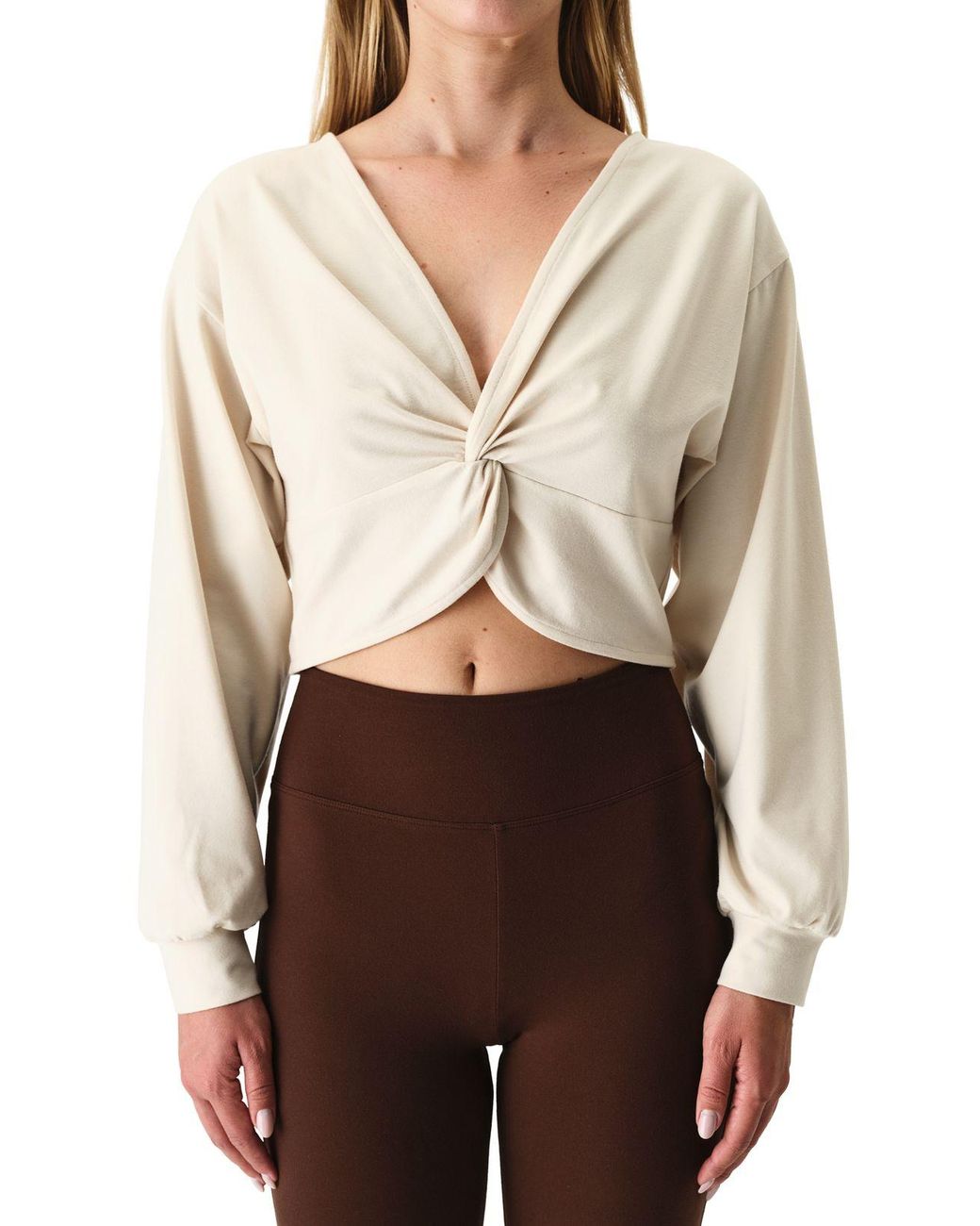 Penti Gray Oversized V-Neck Midi Sweatshirt With Tie Detail