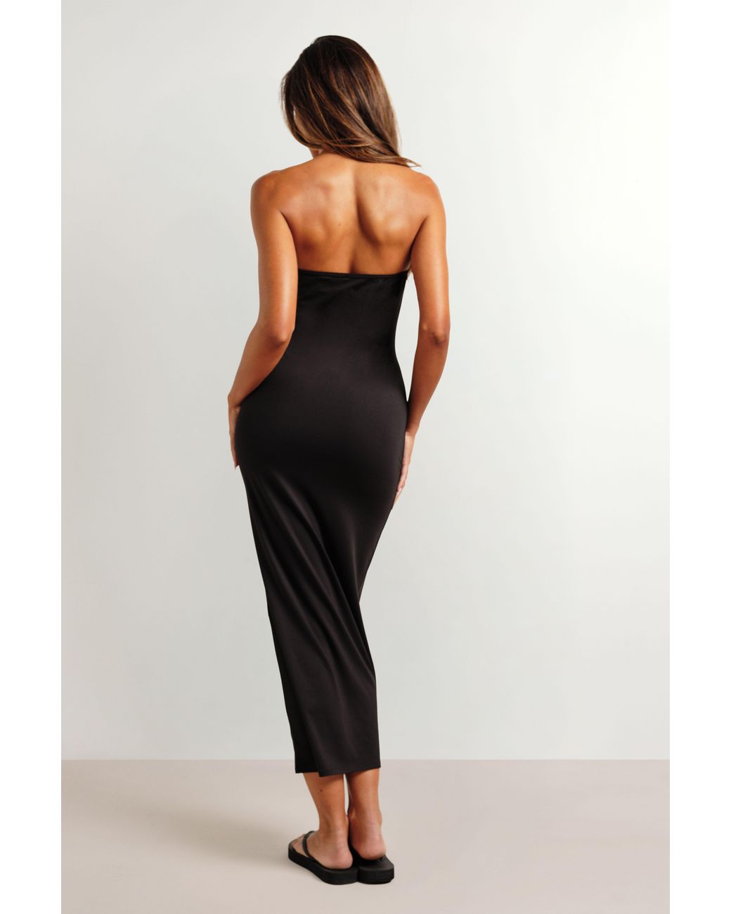 Boohoo Black Super Soft Bandeau Midi Dress