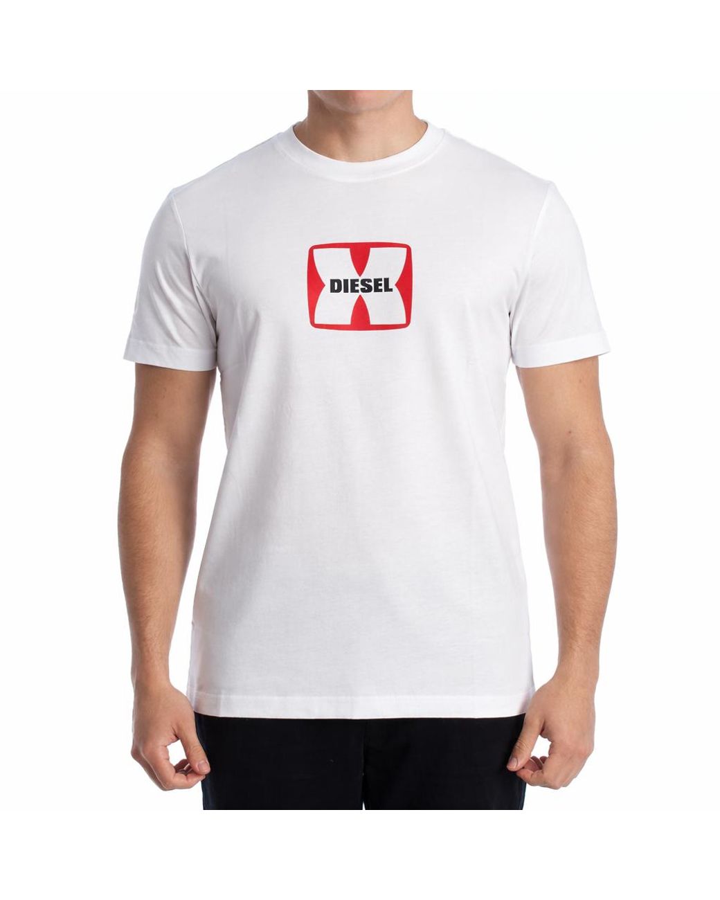 DIESEL White Slim Fit Short Sleeve T-Shirt A03848_Rpati for men