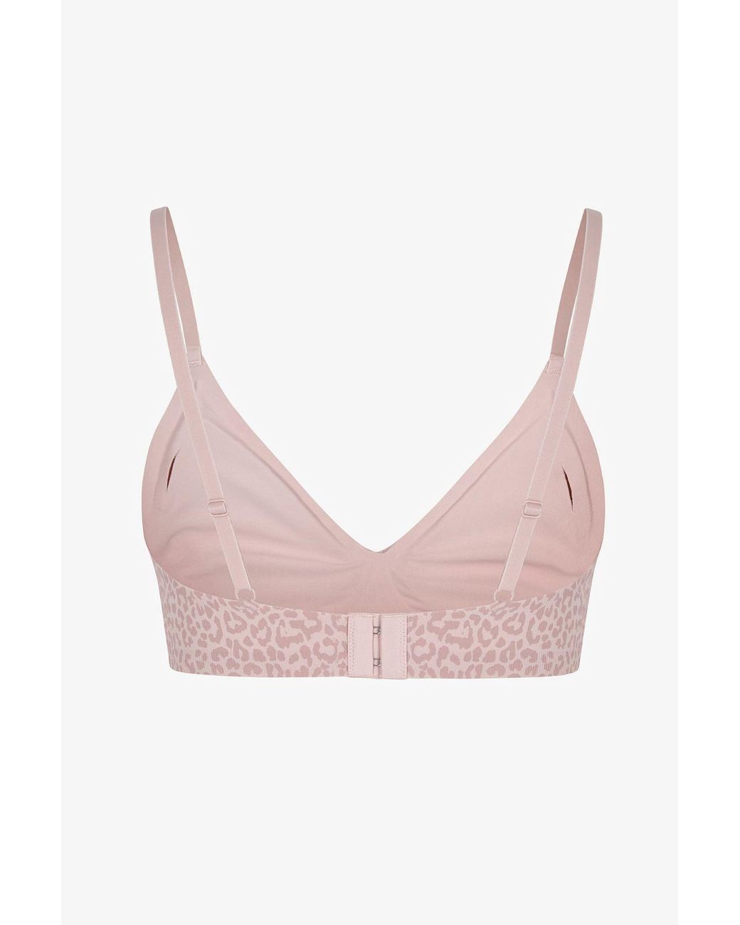 Penti Pink Invisible Ribbed Triangle Leopard Patterned Removable Padded Bra