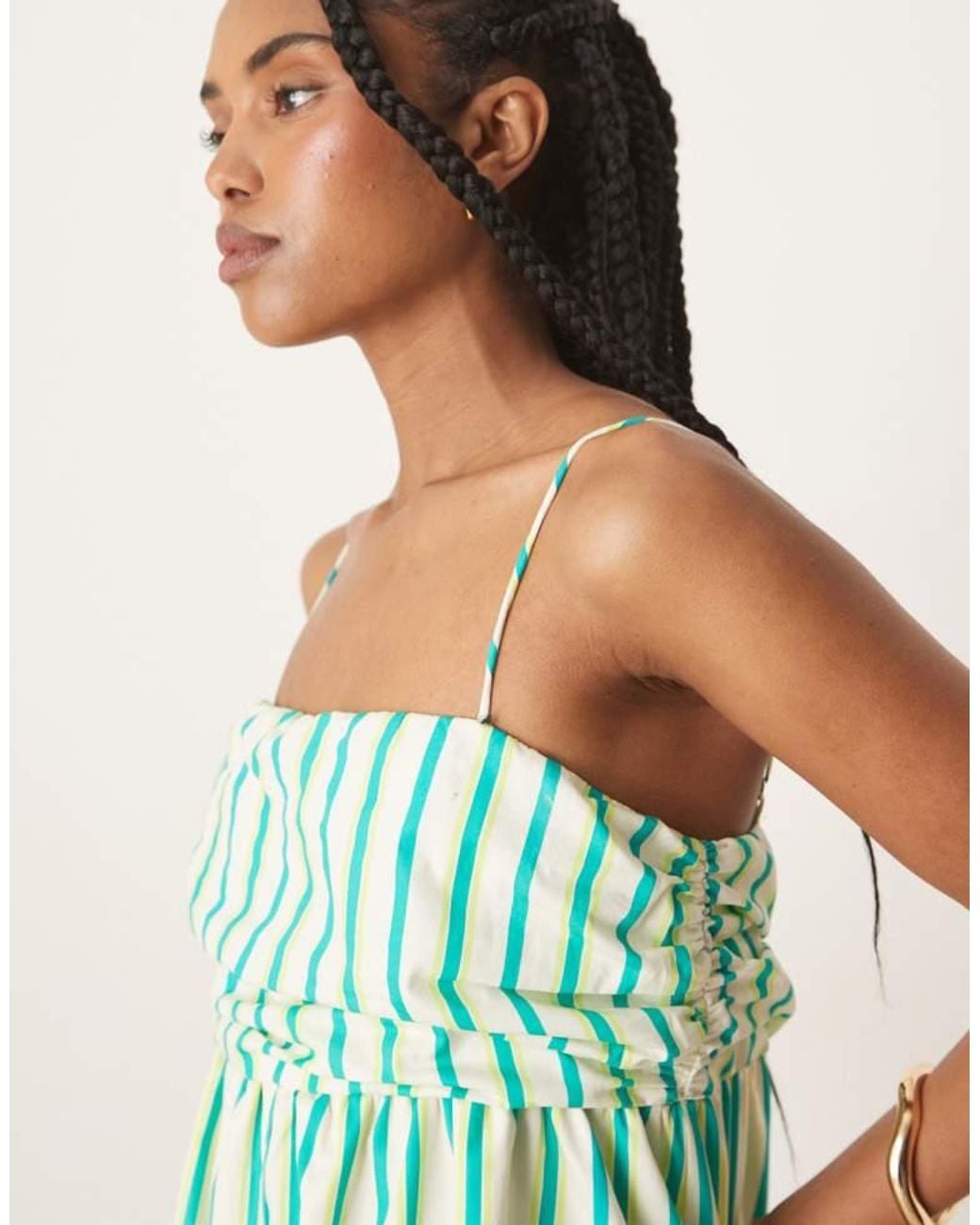 ASOS Green Ruched Bust Button Down Bandeau Mini Dress