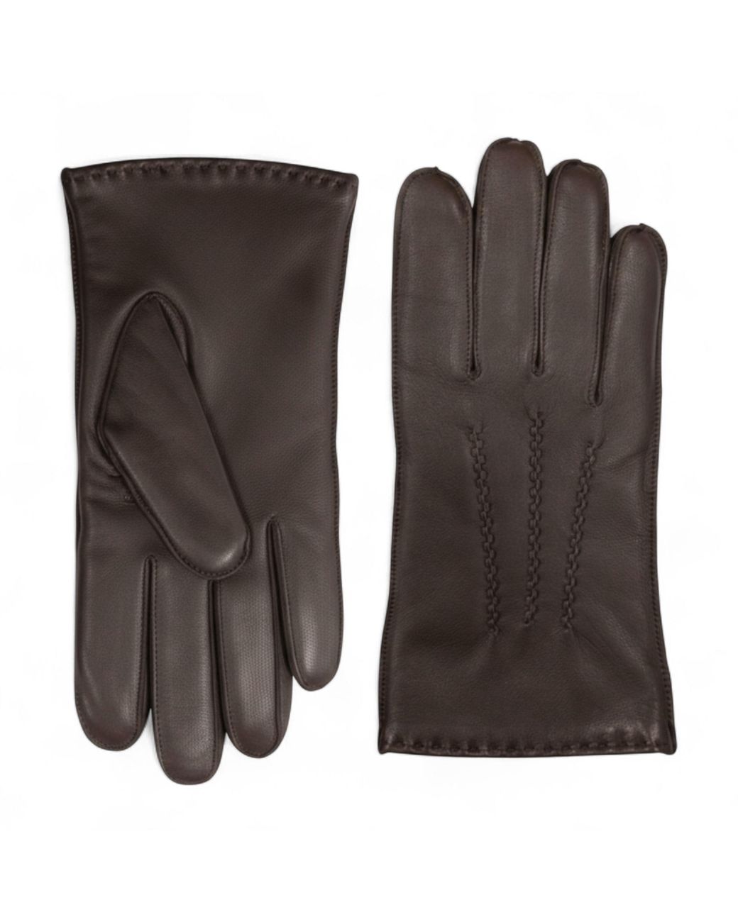 Infinity Leather Brown Italian Warm Wool Lining Winter Stich Design Riding Driving Casual Gloves for men