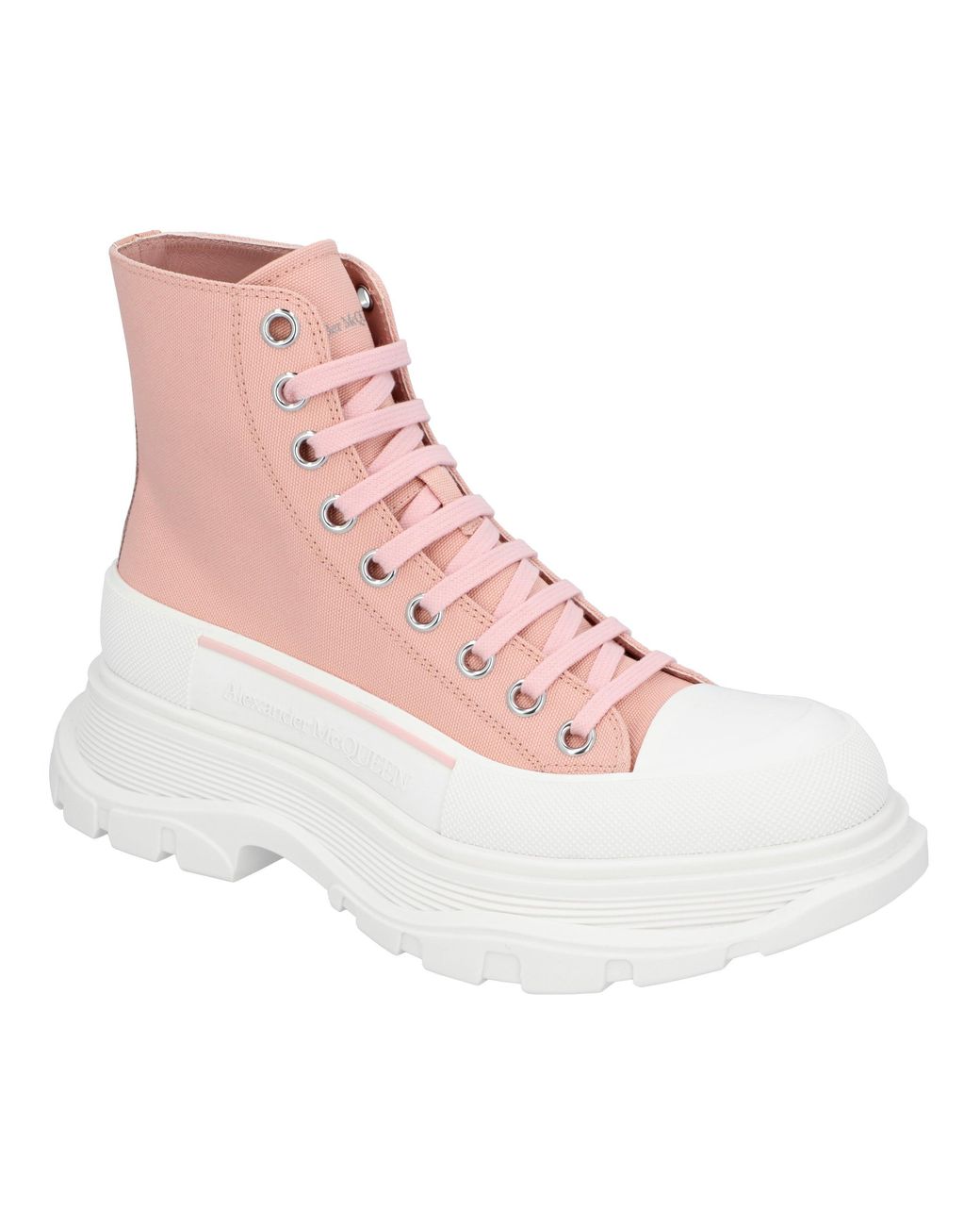 McQueen Pink Tread Slick Boots Canvas